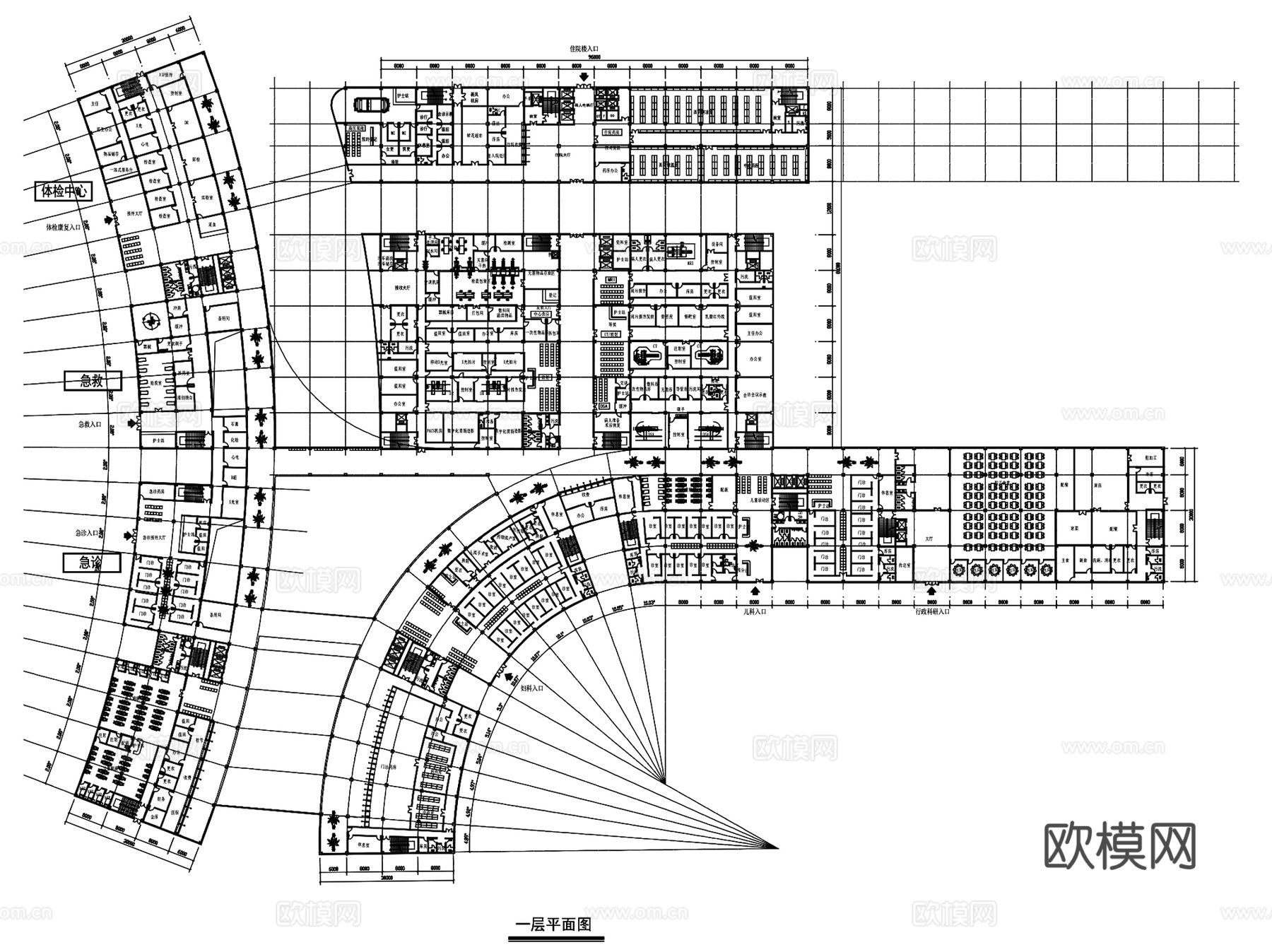 武穴第一人民医院建筑平面CAD施工图集cad施工图