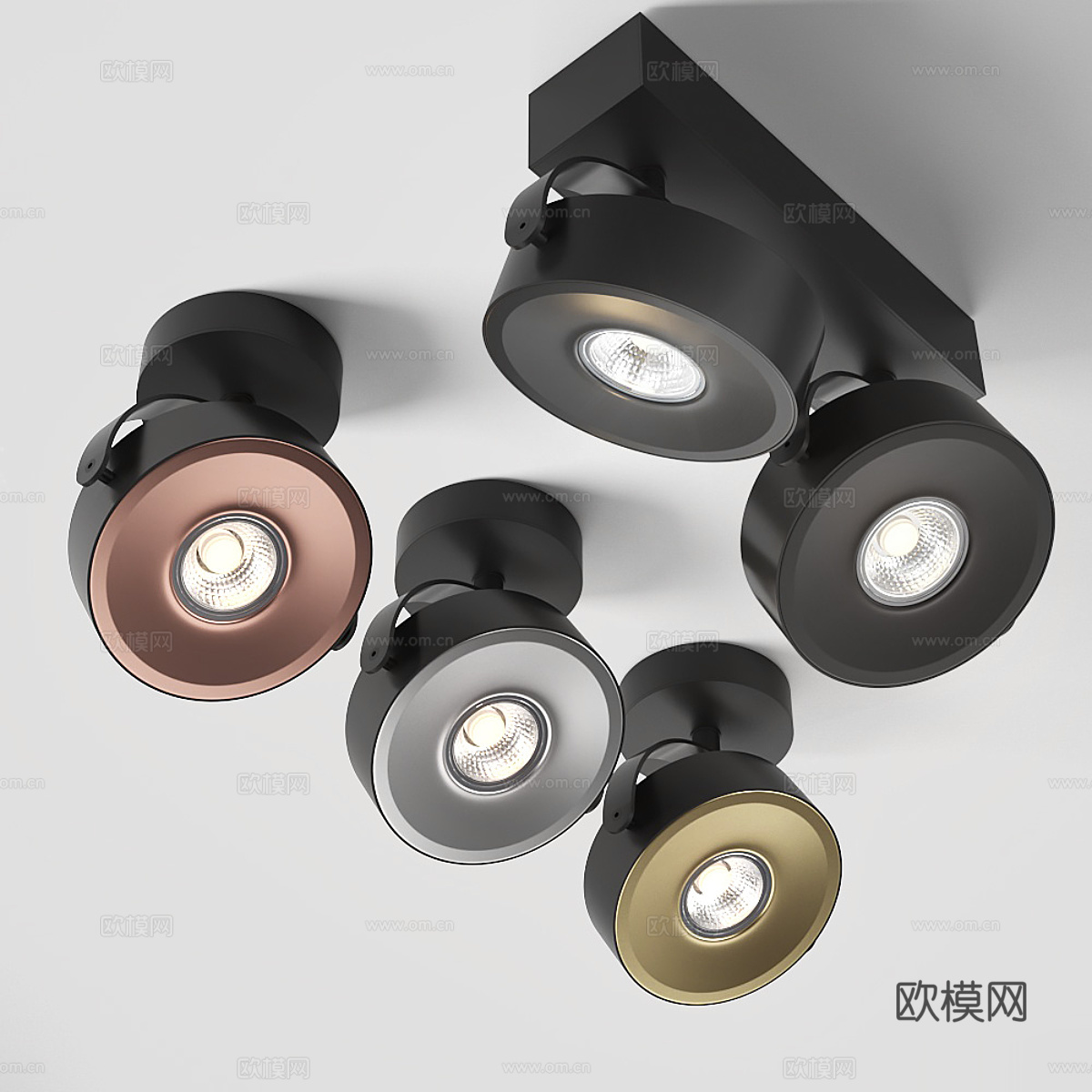 现代磁吸轨道射灯3d模型下载（渲染图2）