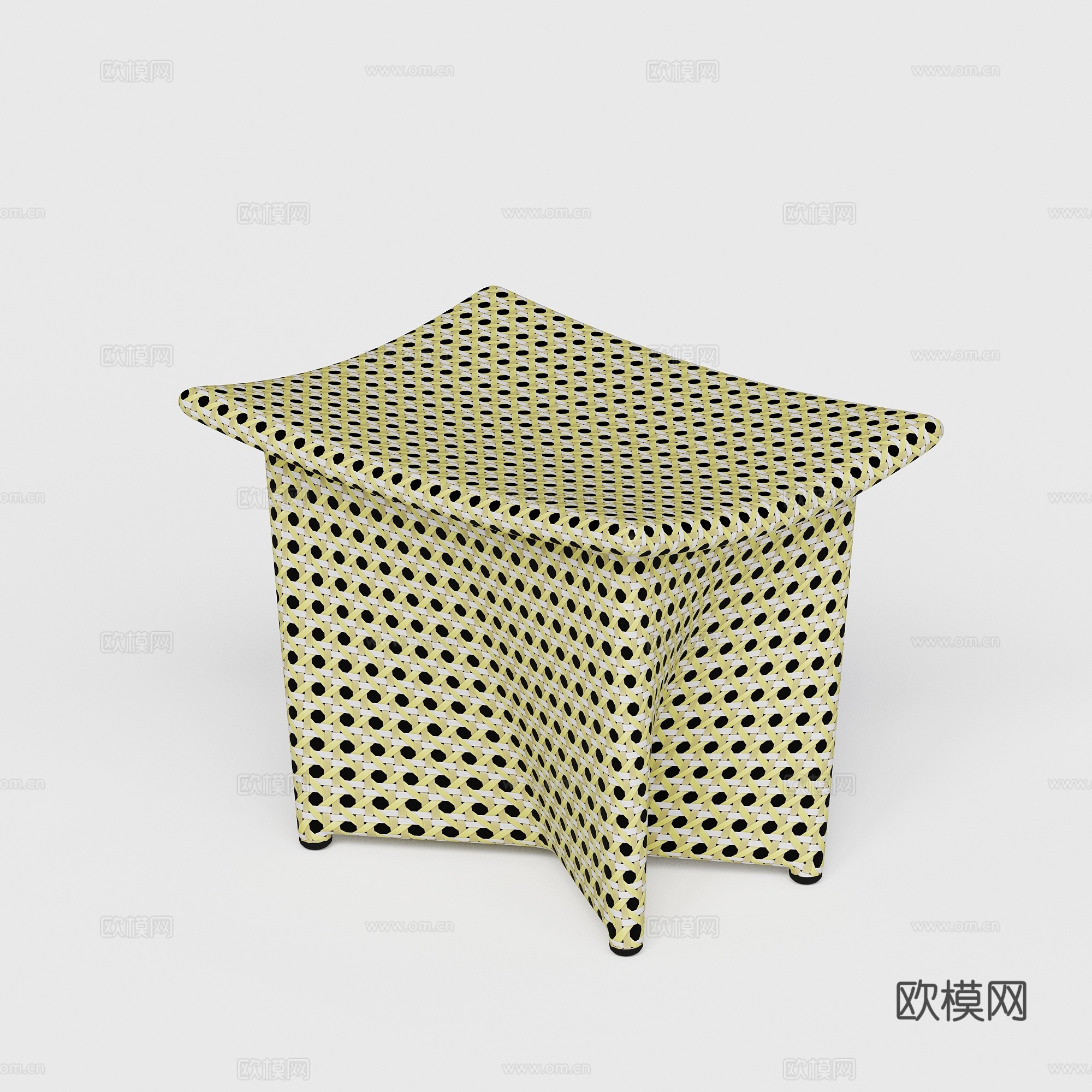DEDON - 现代户外椅凳 藤编脚踏su模型