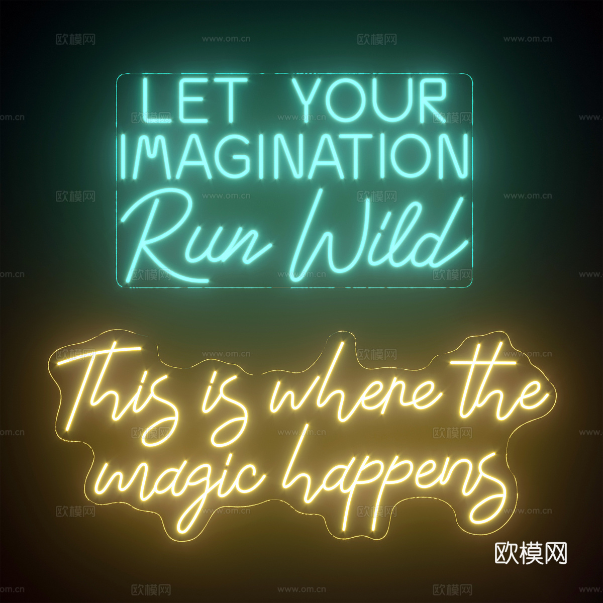 现代霓虹灯 装饰灯3d模型下载（渲染图1）