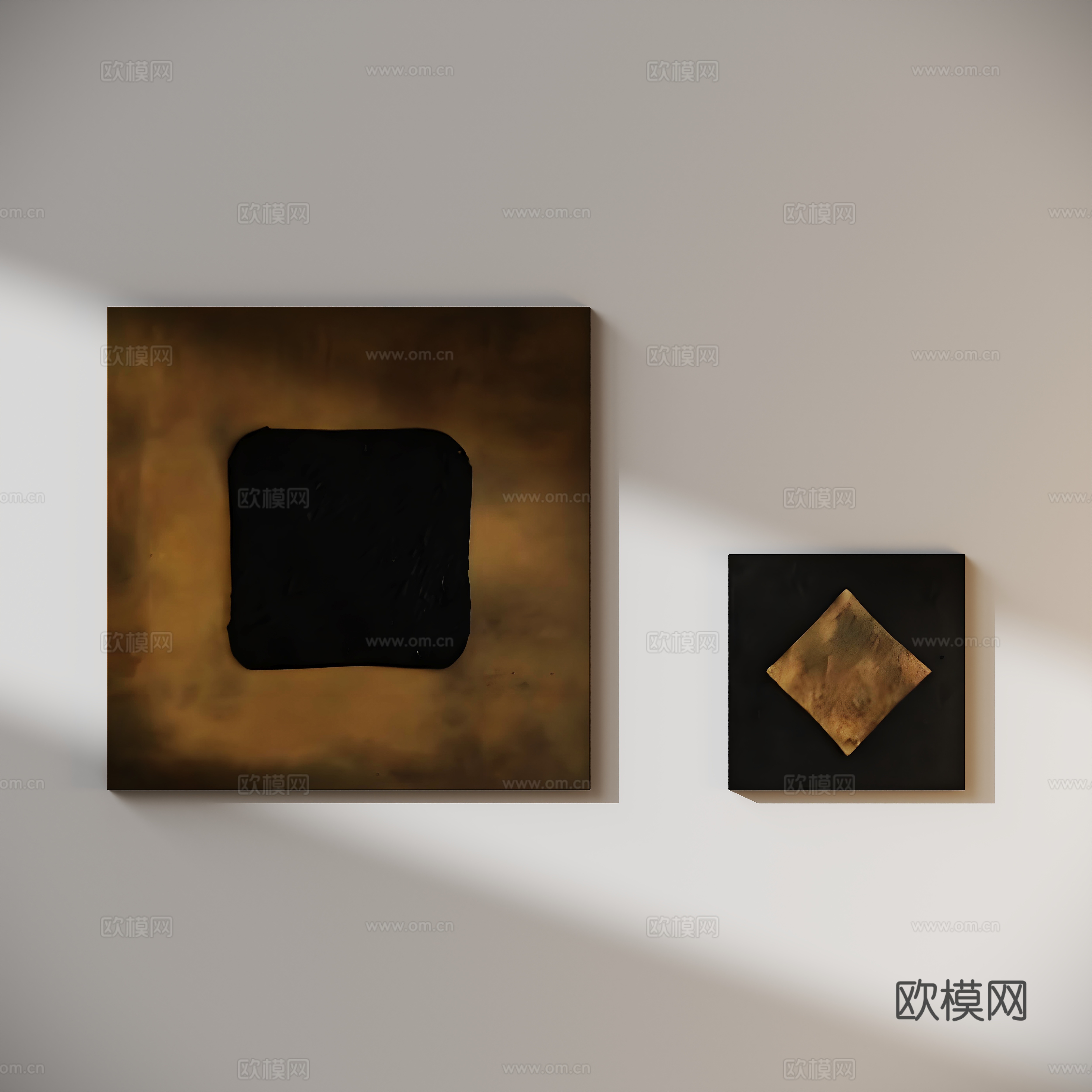现代中古组合挂画3d模型