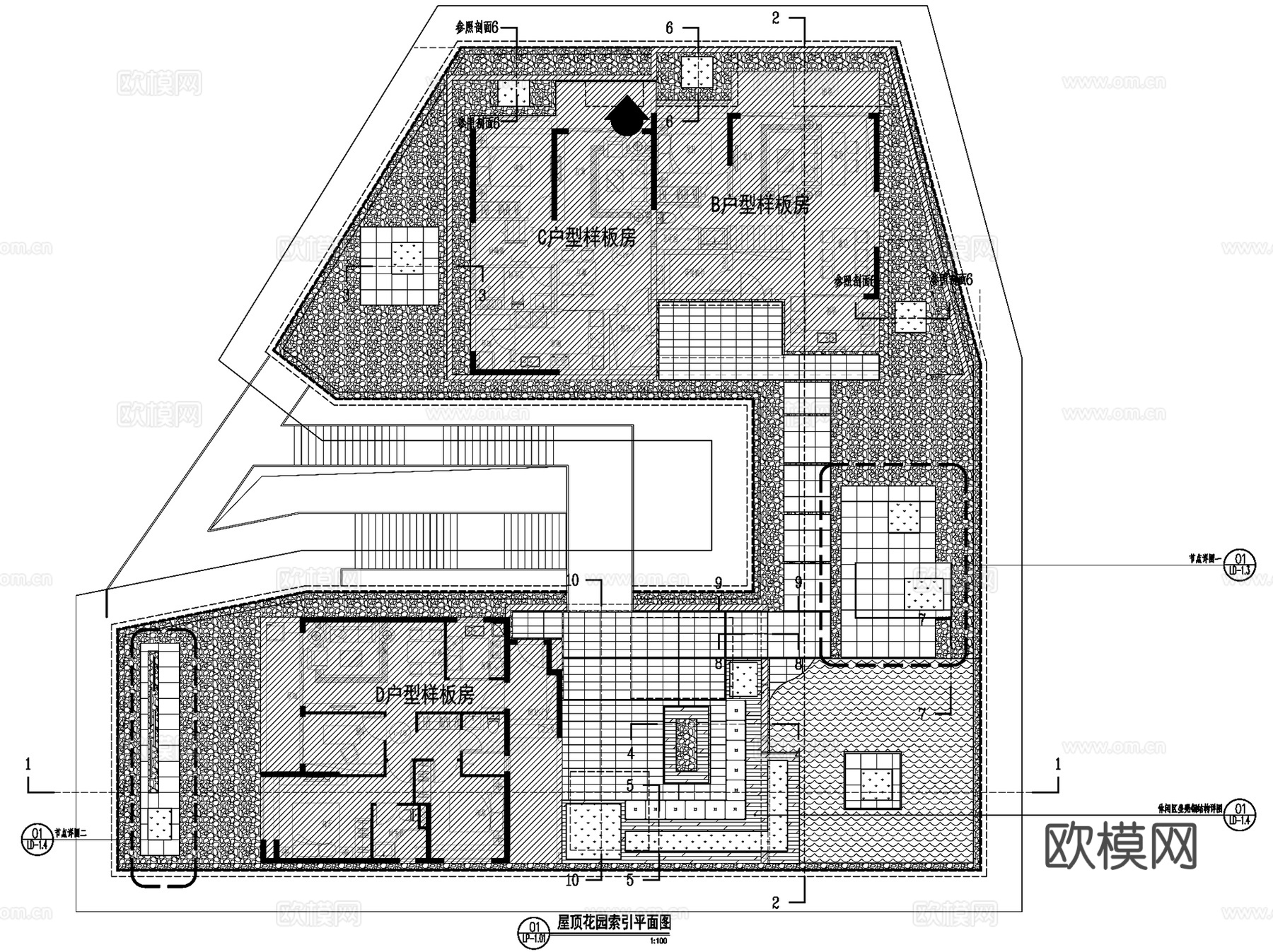 屋顶花园展示区景观全套CAD施工图cad施工图