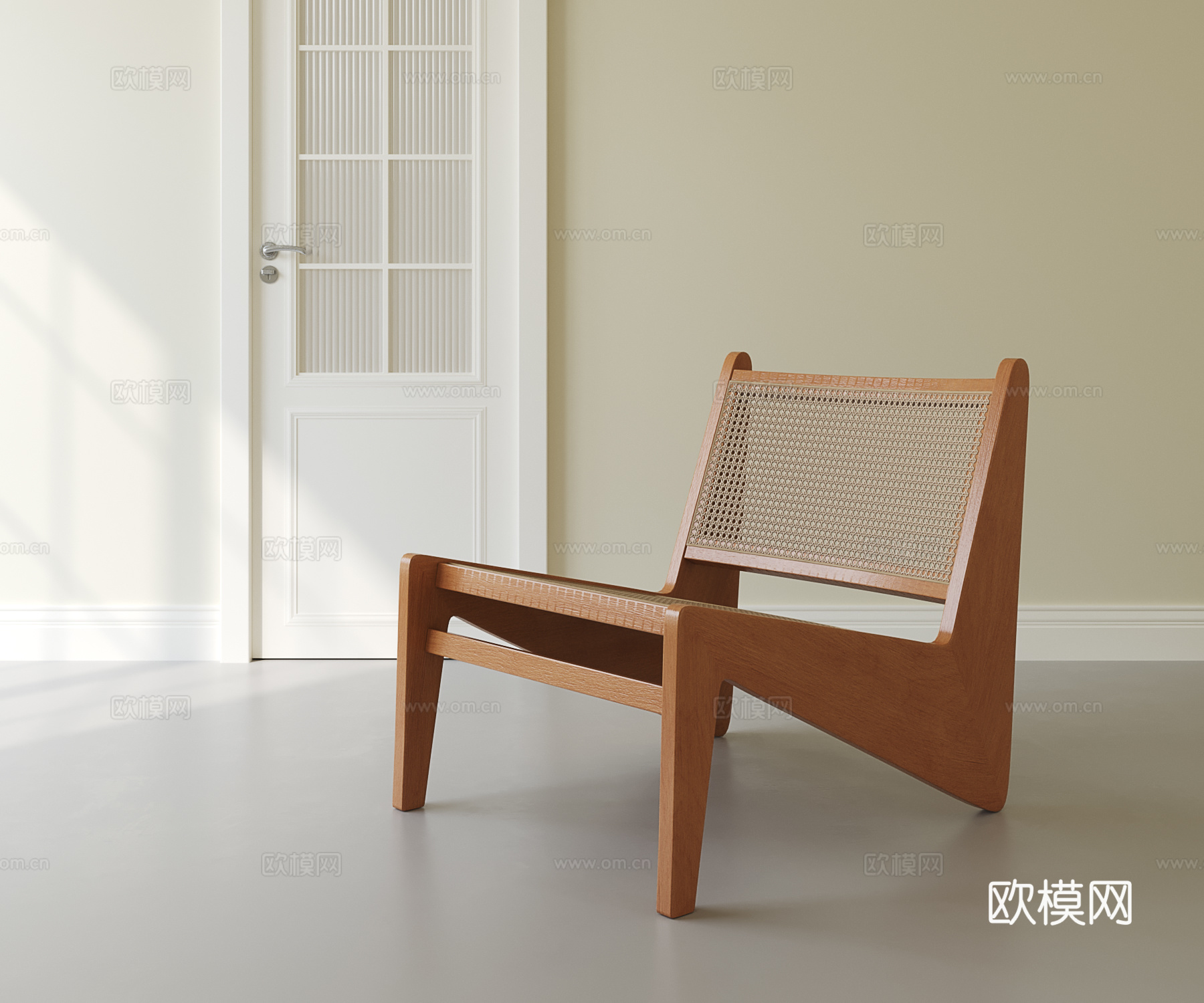 中古实木休闲椅su模型
