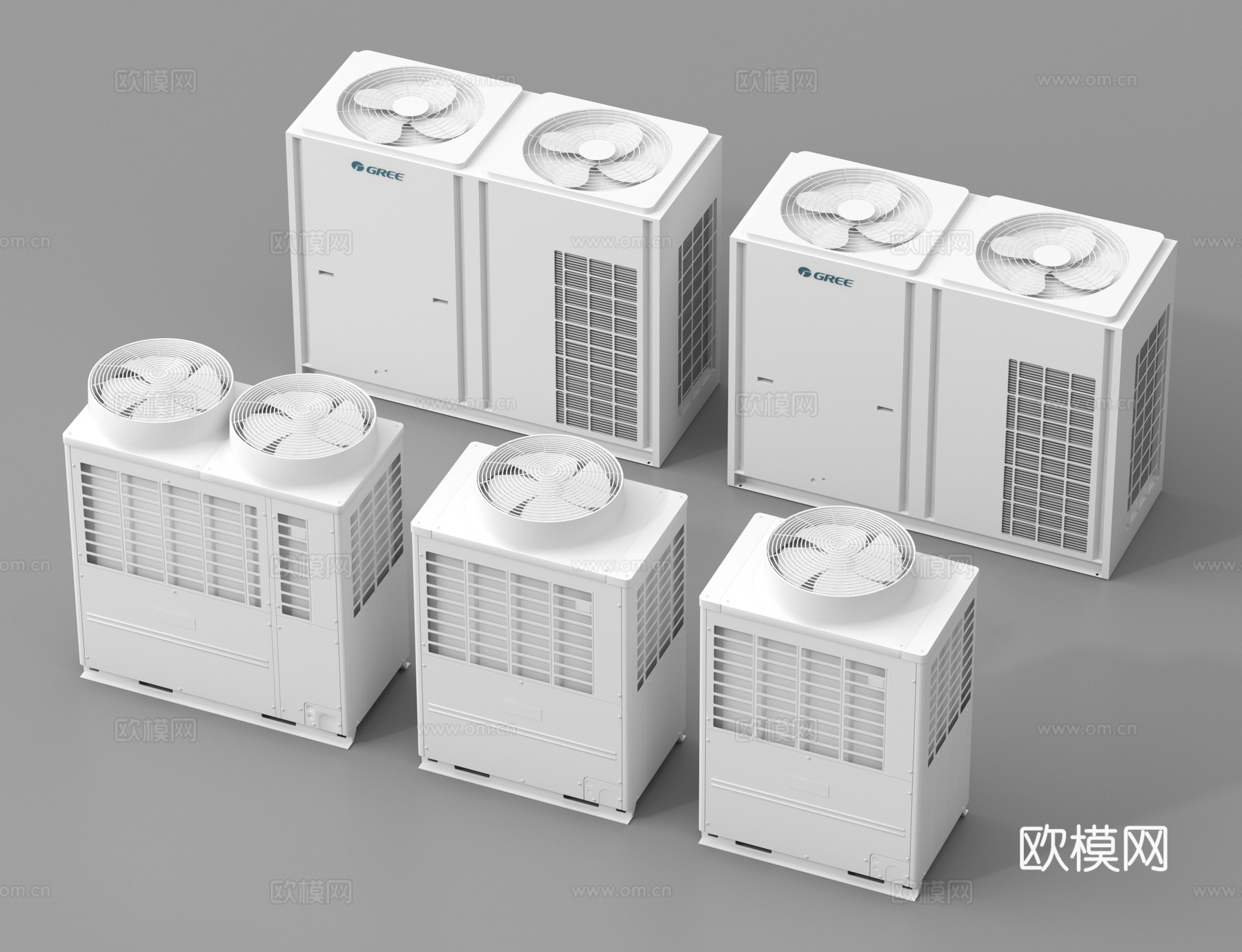 现代空调外机 冷却塔 排气扇 水箱 工业设备su模型