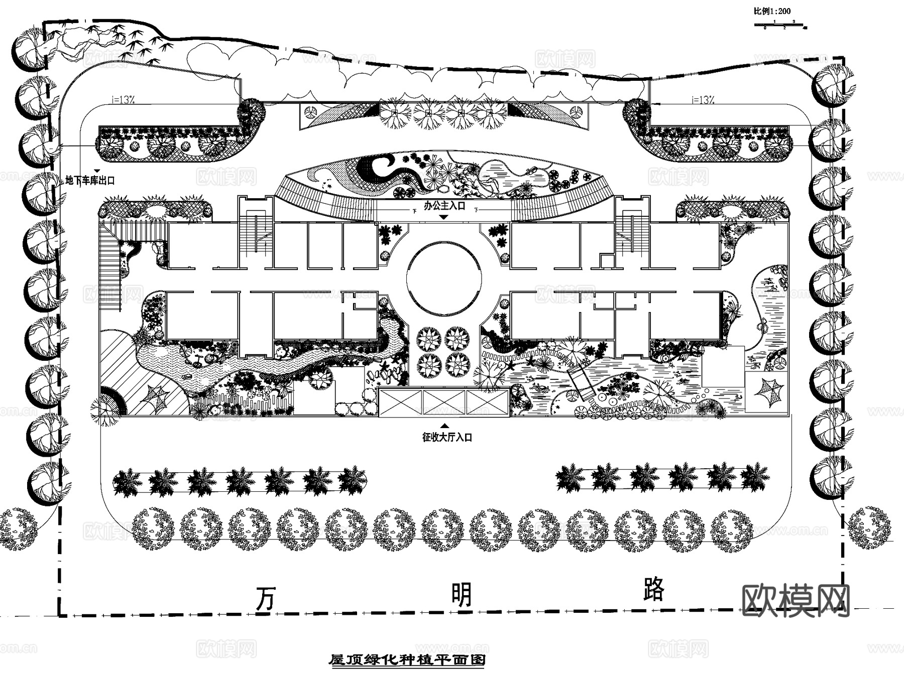 屋顶花园景观植物绿化平面CAD施工图集 24套cad施工图