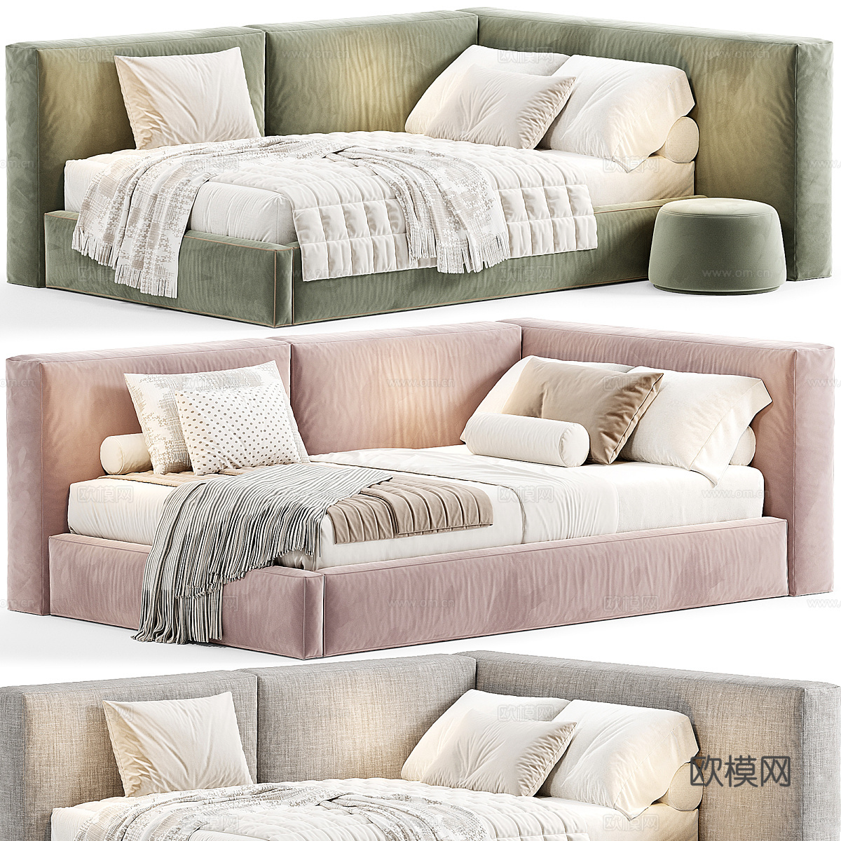 现代 Soxo 儿童布艺沙发床3d模型下载（渲染图4）