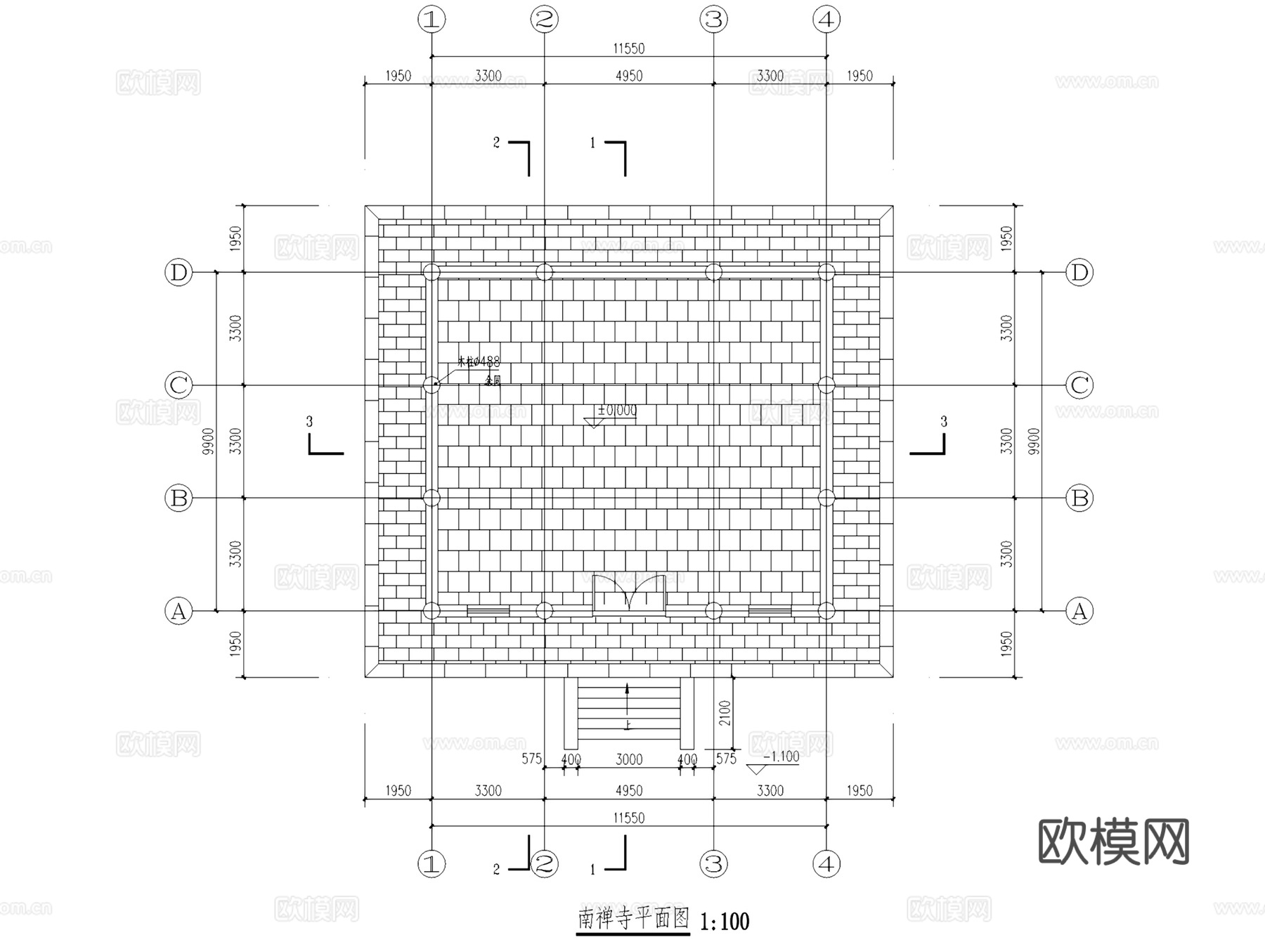 五台山南禅寺大殿古建筑CAD施工图+SU模型cad施工图