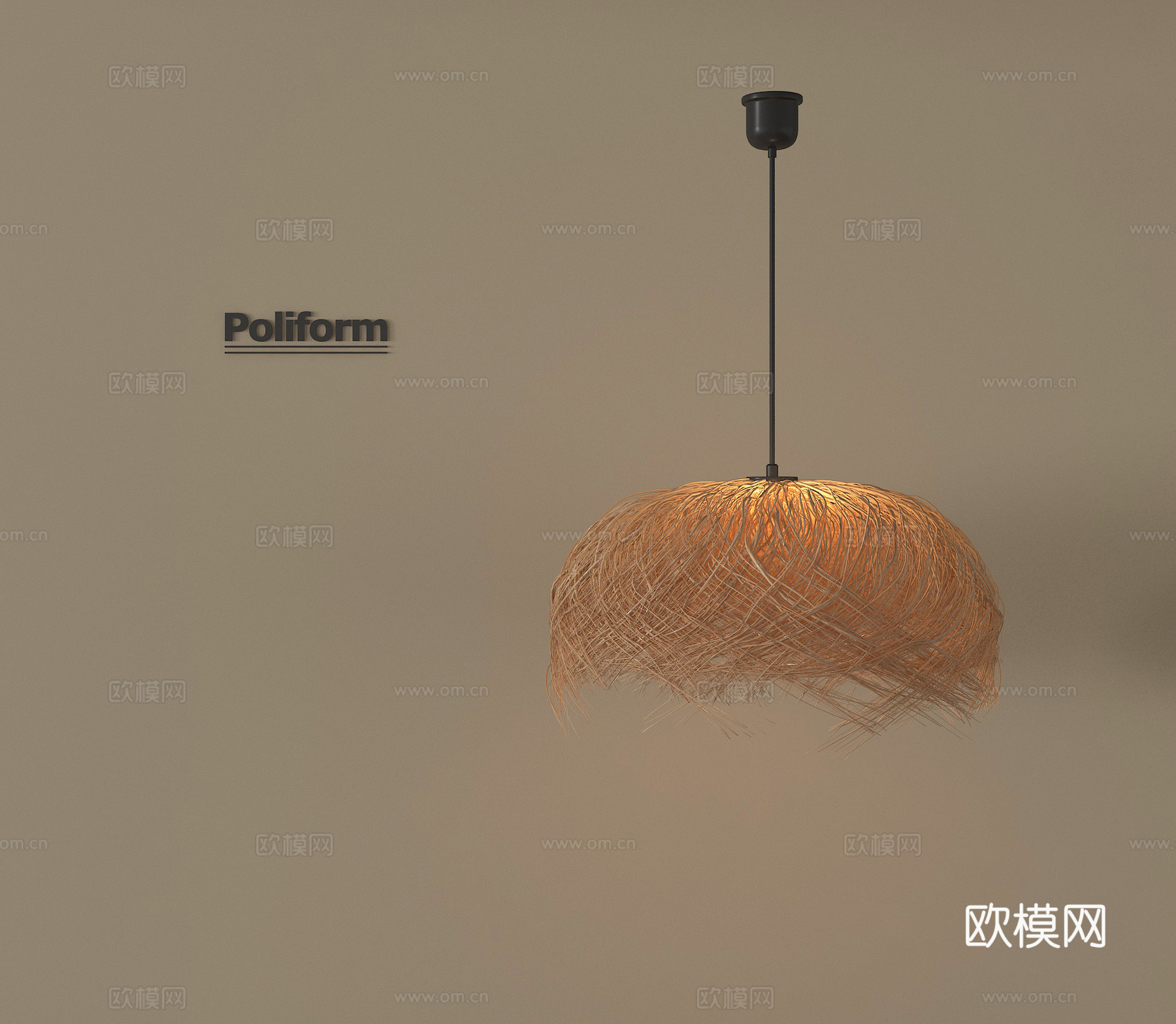 侘寂中古风吊灯 竹编吊灯 装饰吊灯3d模型下载