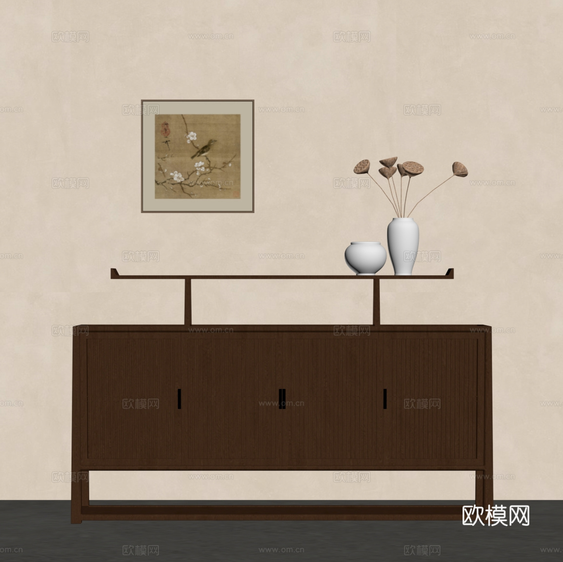 新中式玄关柜 端景柜 端景台su模型