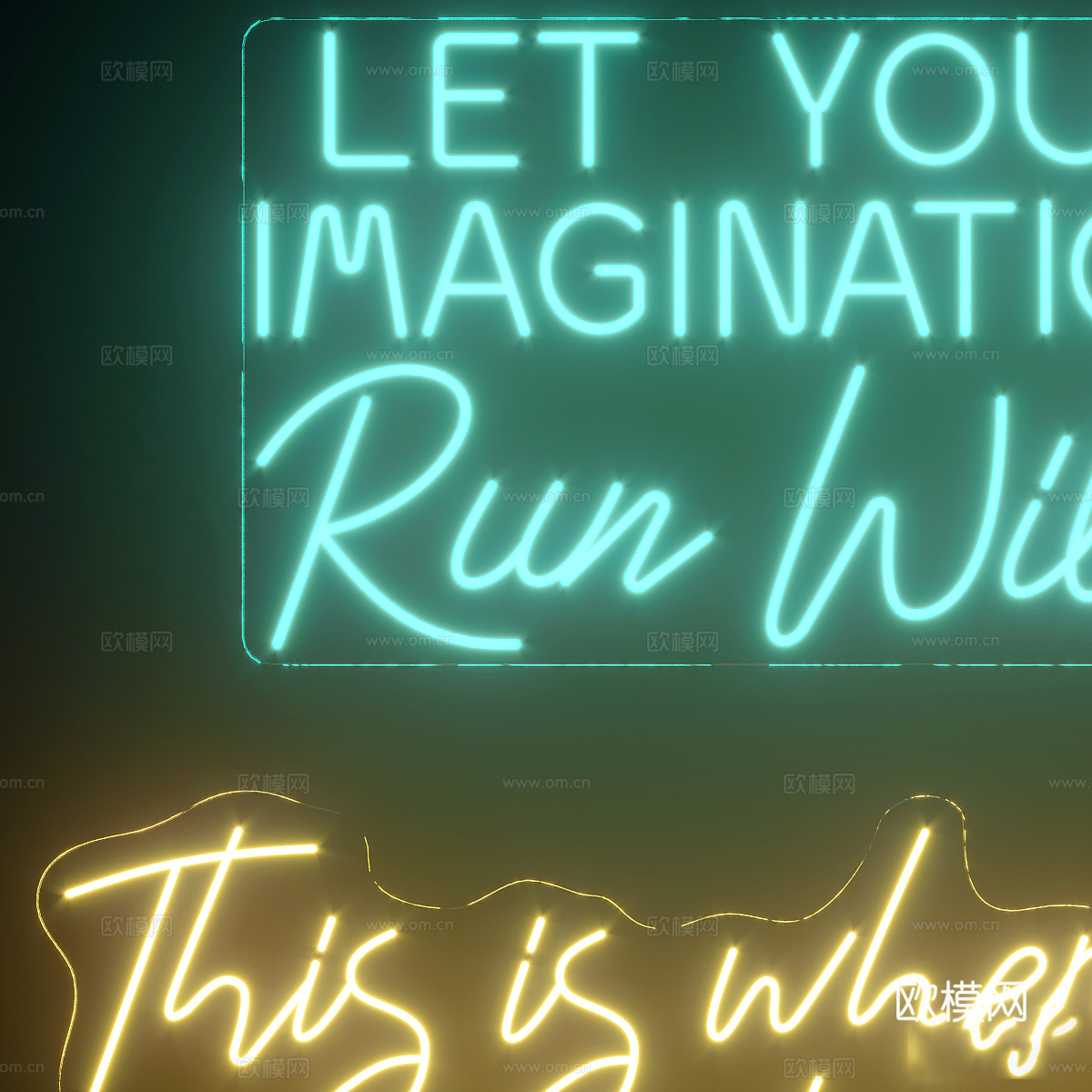 现代霓虹灯 装饰灯3d模型下载（渲染图2）