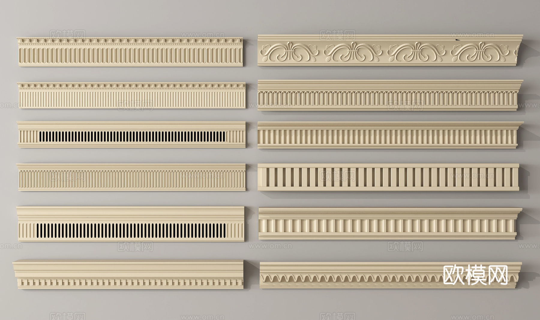 法式踢脚线 法式线条 顶角线 踢脚线3d模型下载