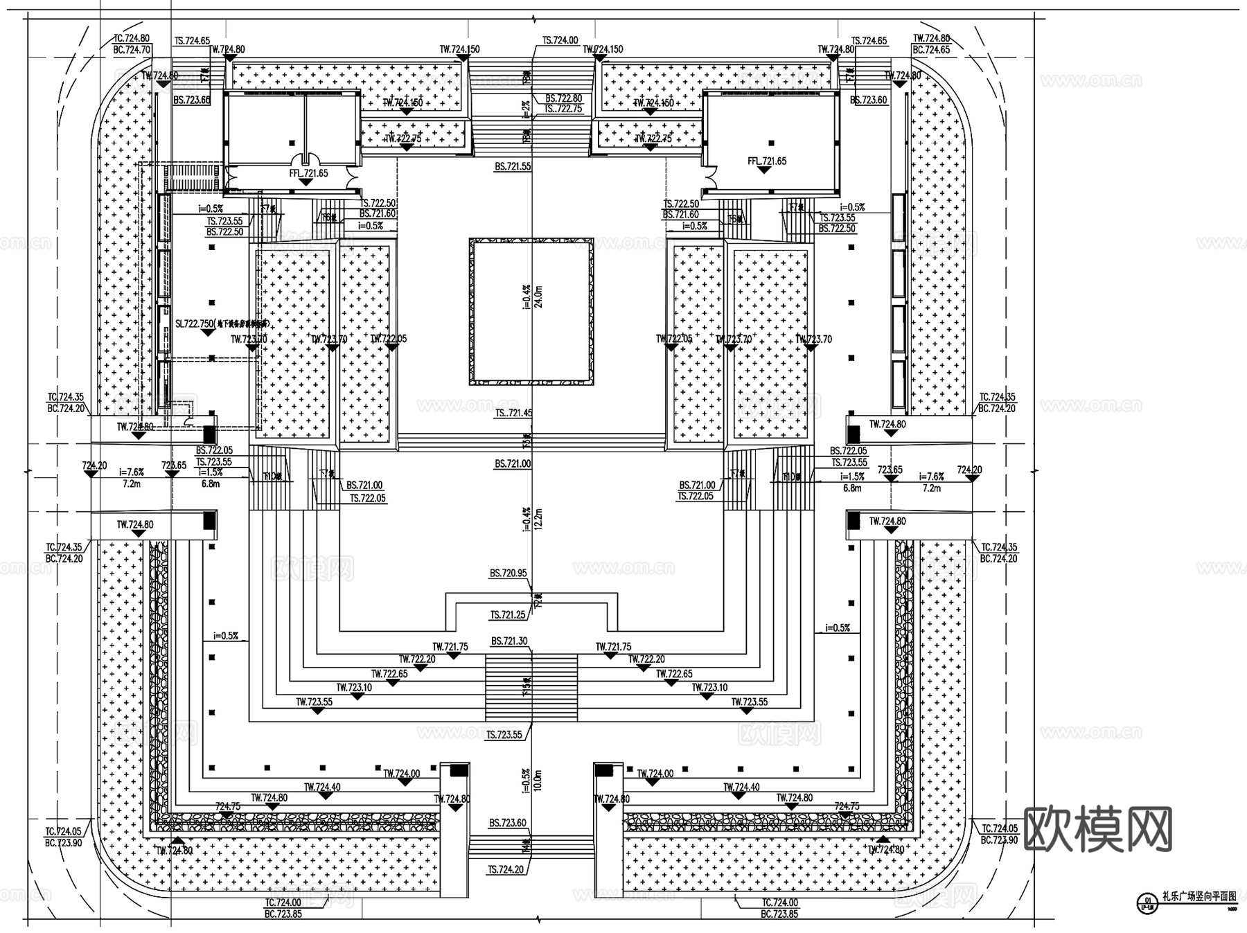 下沉广场休闲区景观CAD施工图集cad施工图