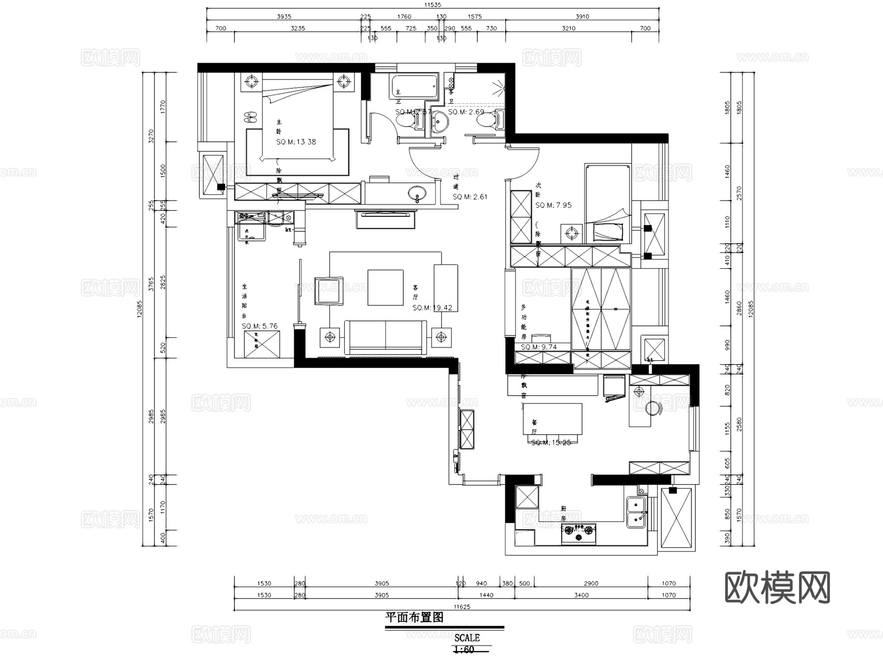 武汉保利心语住宅室内家装CAD施工图全套cad施工图