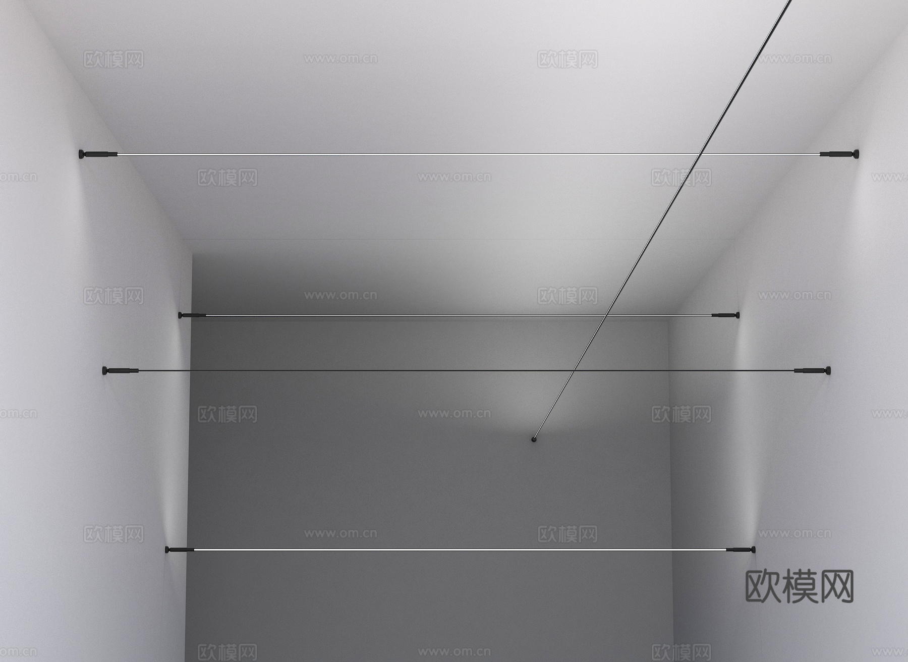 现代钢带灯su模型