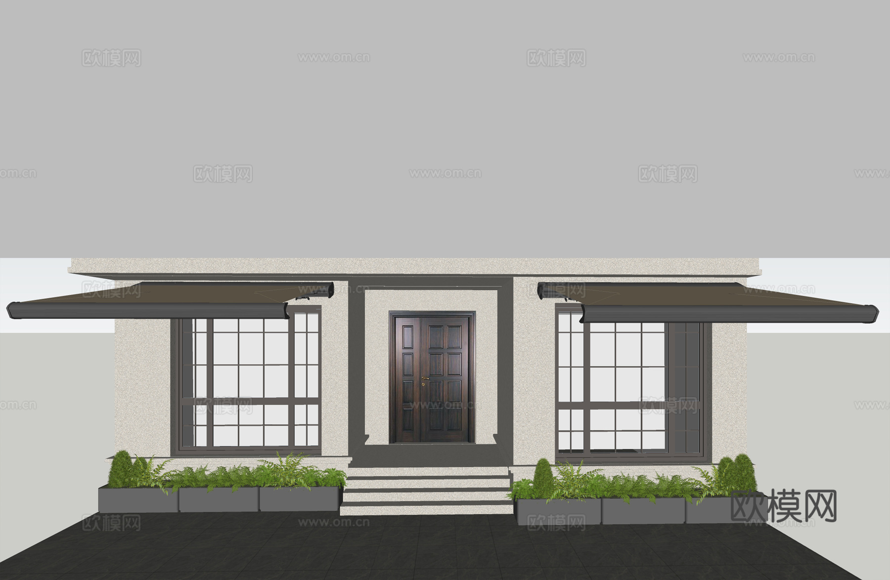 现代户外 建筑门窗 曲臂伸缩遮阳棚 智能电动遮阳su模型