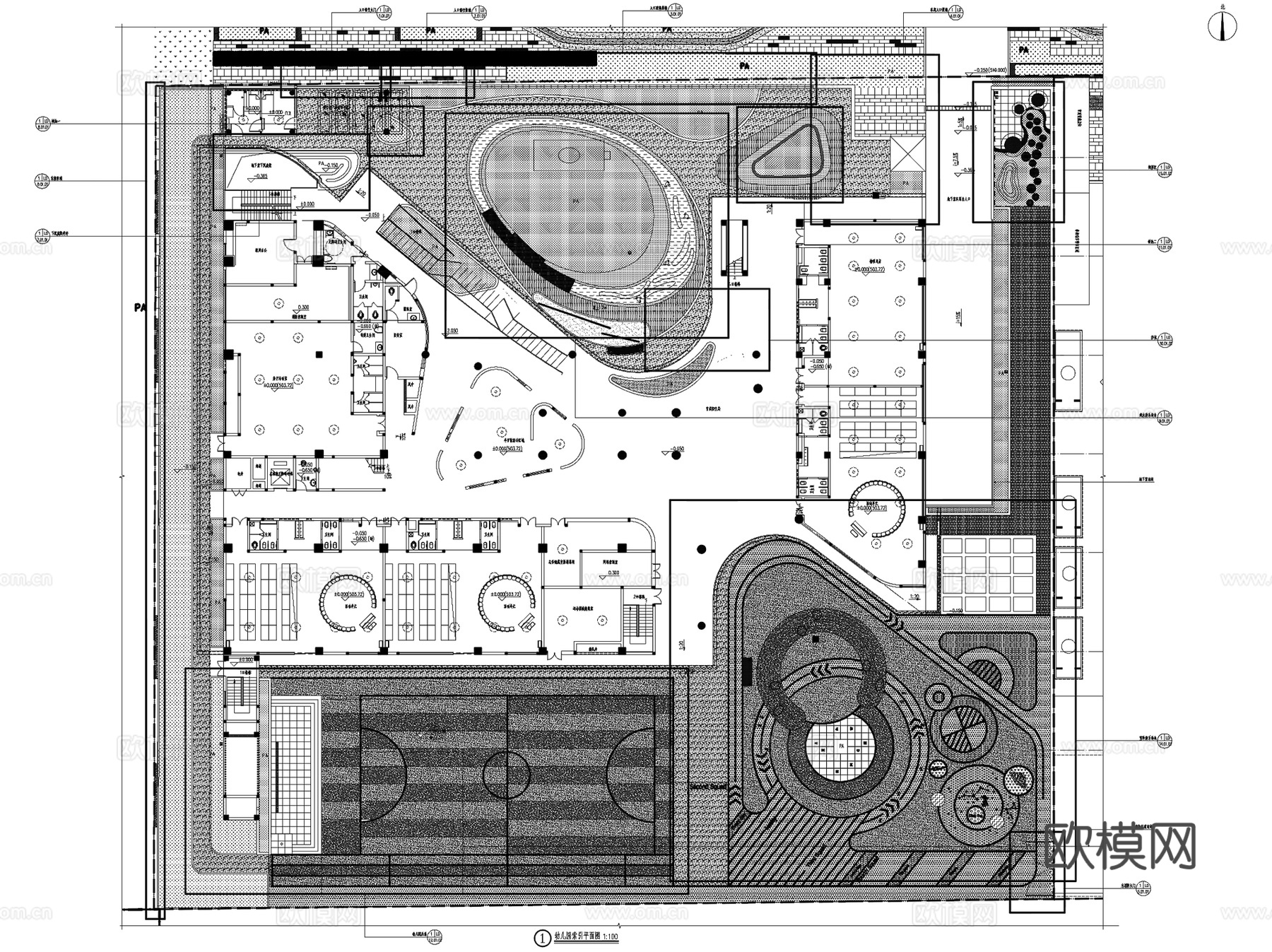 幸福桥站TOD幼儿园景观CAD施工图全套cad施工图