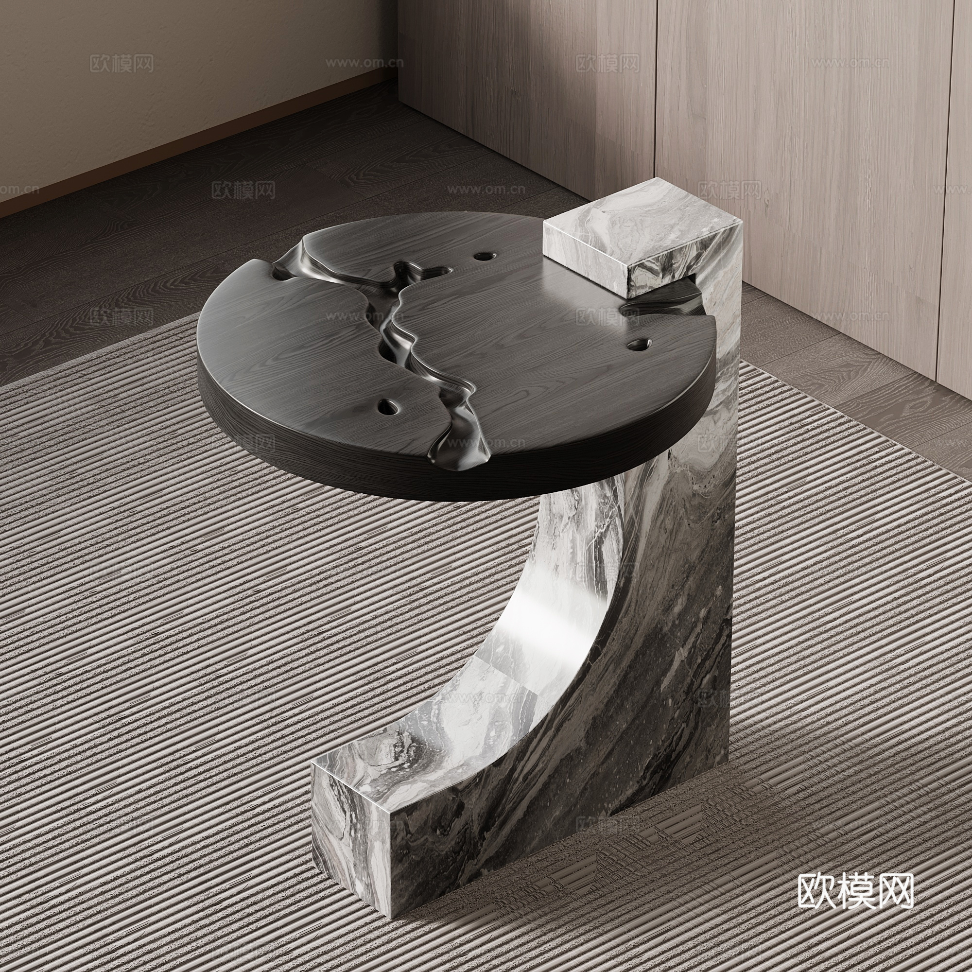 现代意式茶几 大理石茶几su模型
