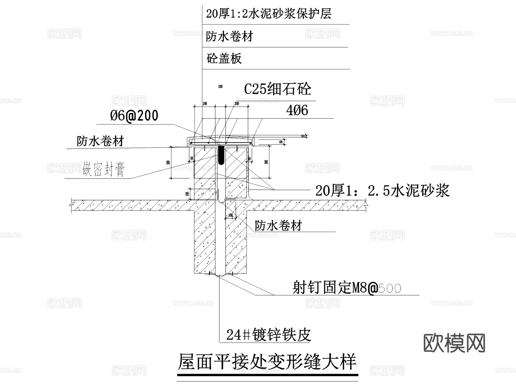 屋面屋顶建筑构造节点大样详图CAD施工图集 45套cad施工图