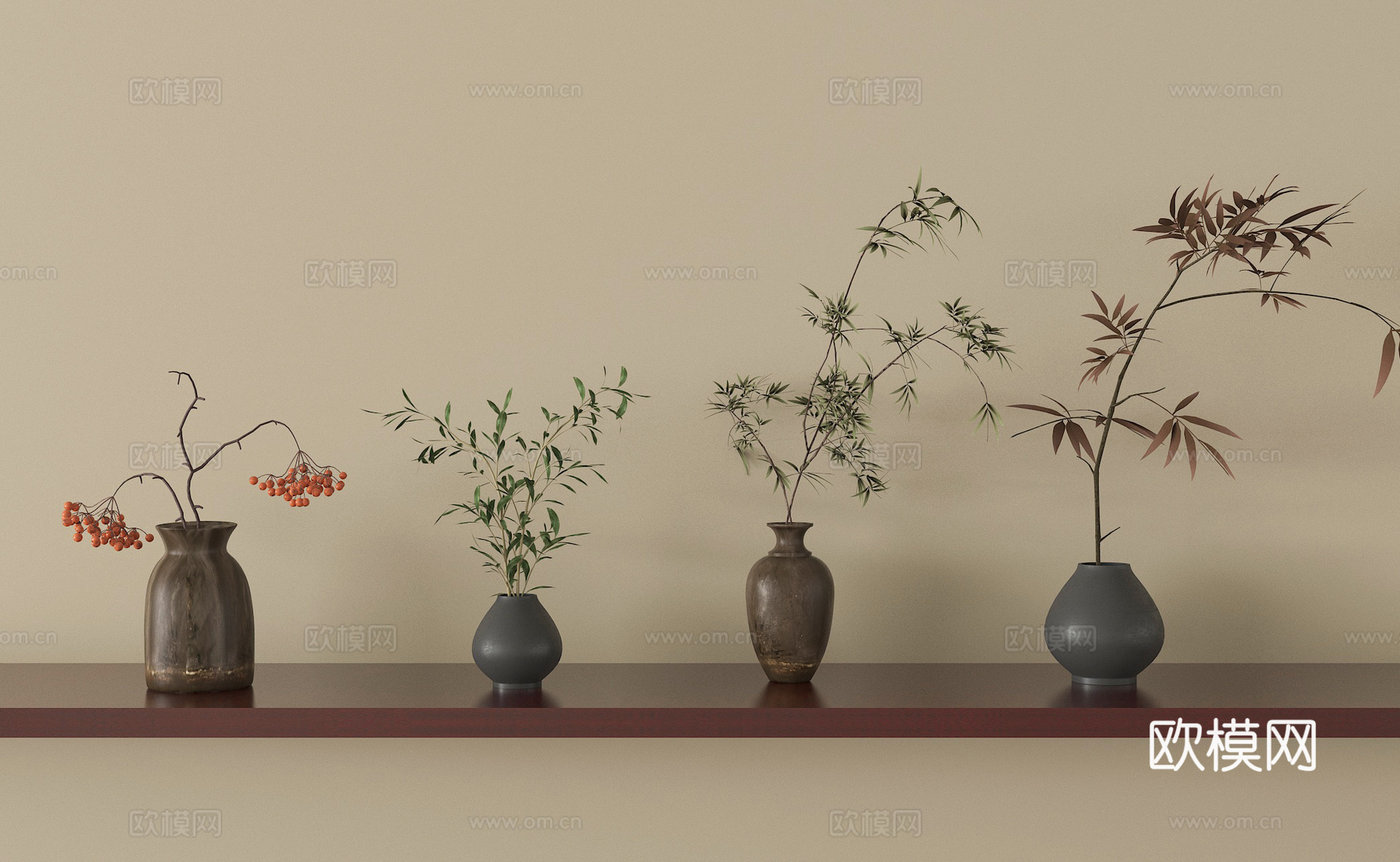 中古花瓶花艺 陶瓷花瓶 花艺摆件su模型