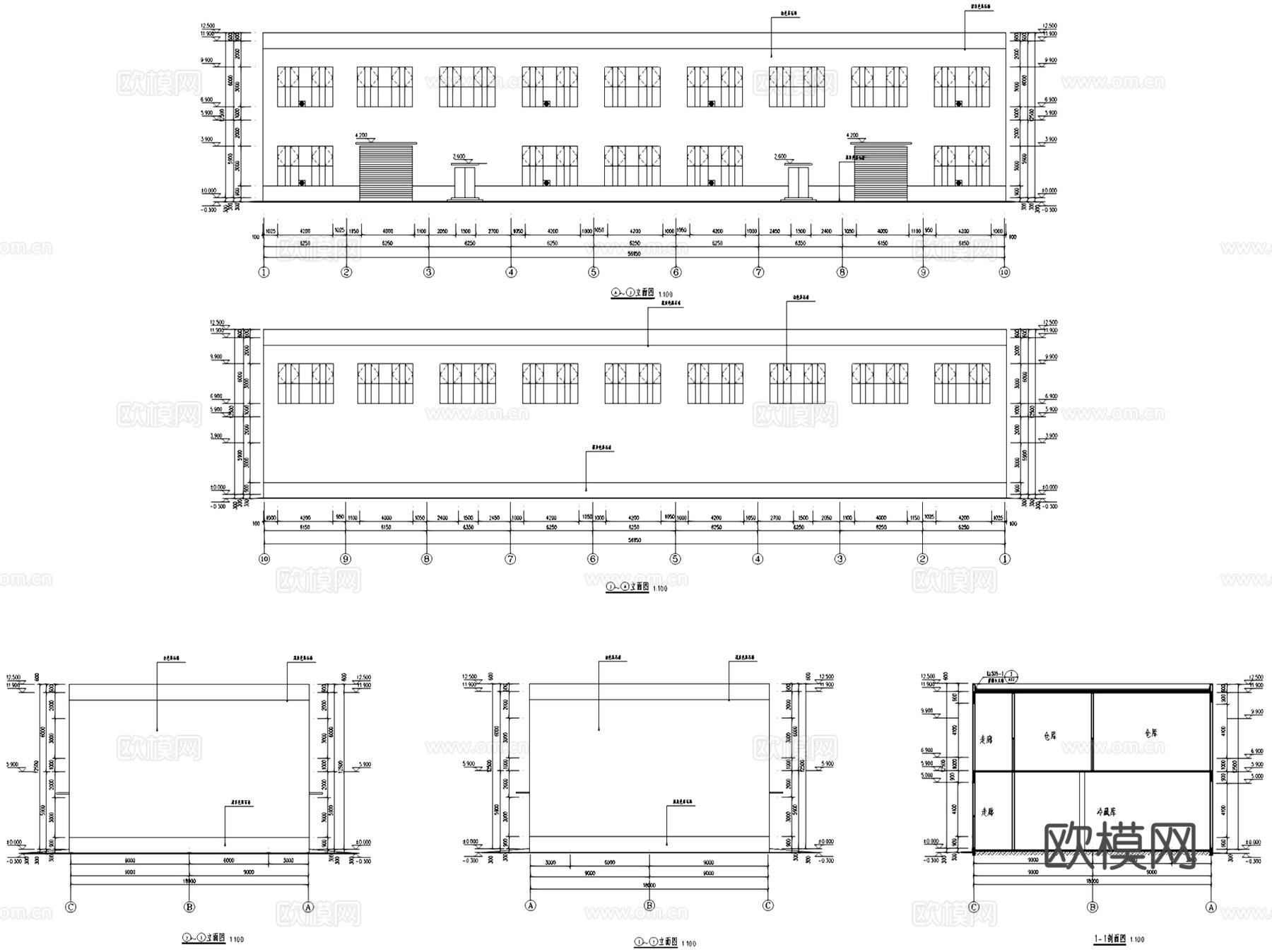 潍坊擂鼓山国家粮食储备库冷库建筑CAD施工图全套cad施工图