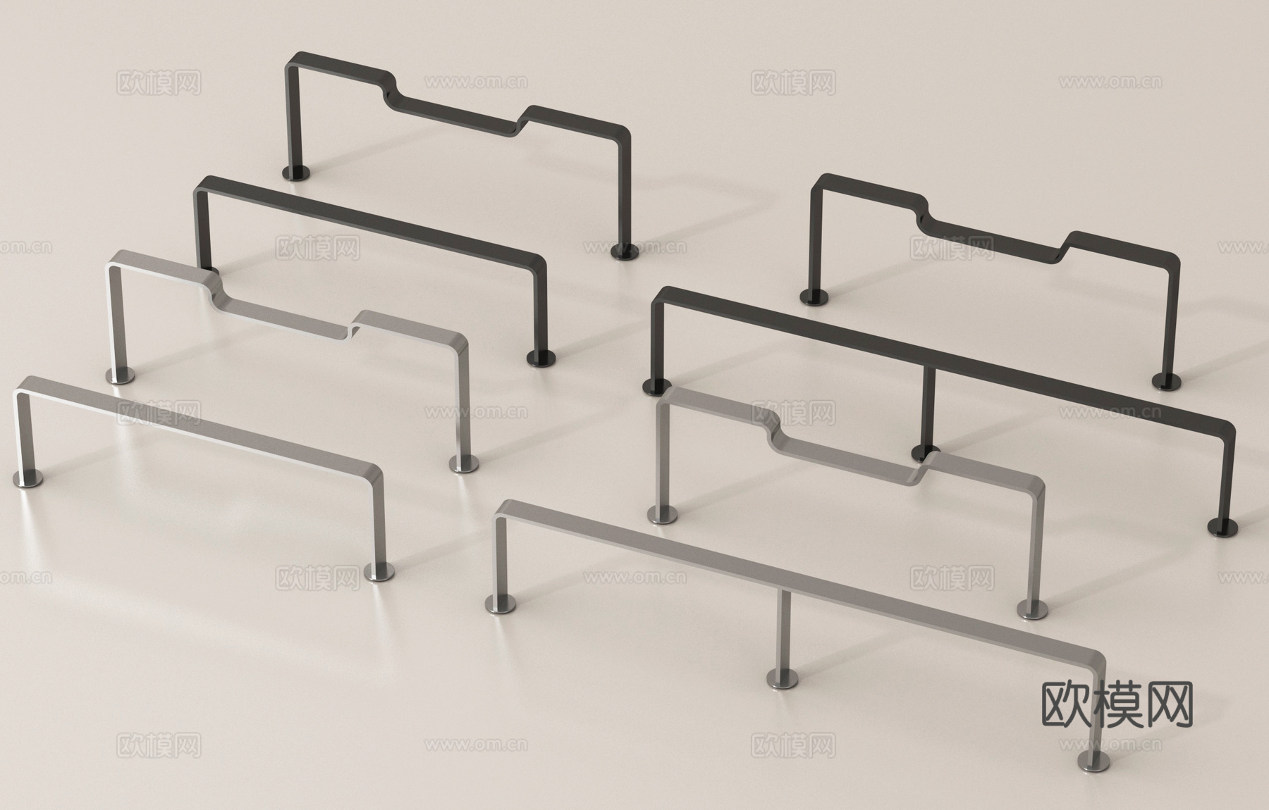 现代铁艺栏杆 围栏 金属栅栏 防护栏扶手围挡3d模型下载