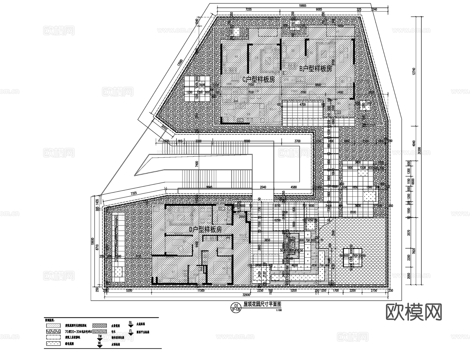 屋顶花园展示区景观全套CAD施工图cad施工图