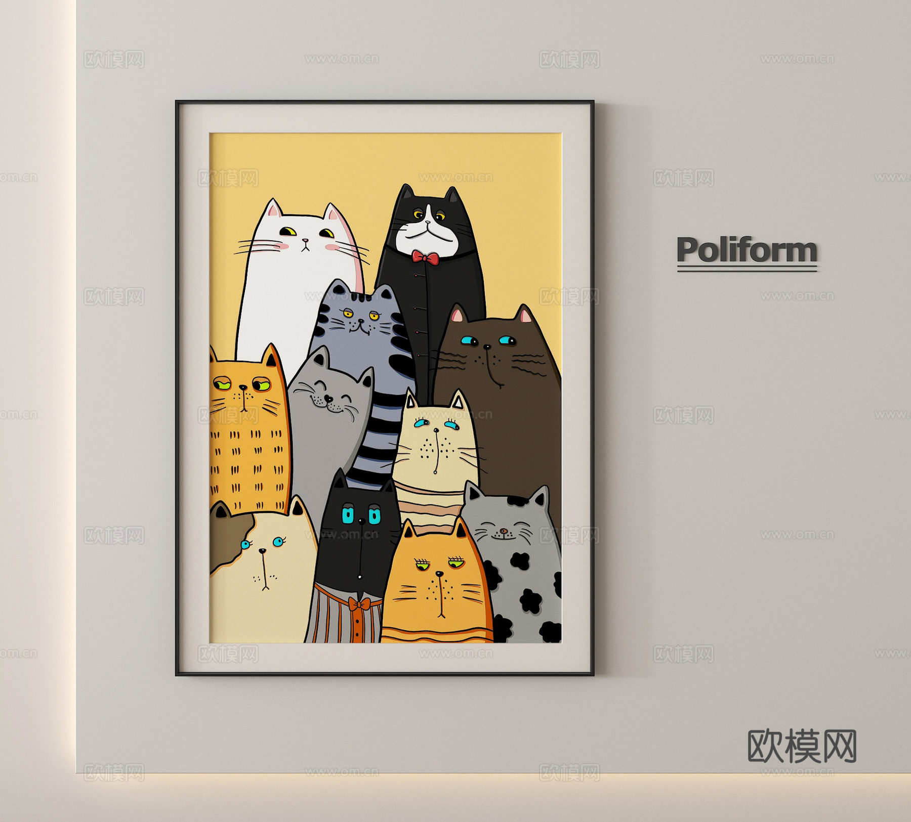 现代儿童挂画 卡通挂画组合 装饰挂画su模型