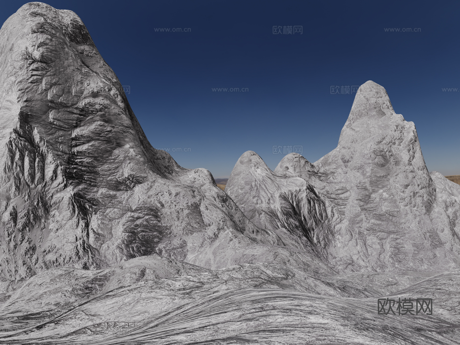 现代山峰 山脉 山峦 山谷 雪山su模型