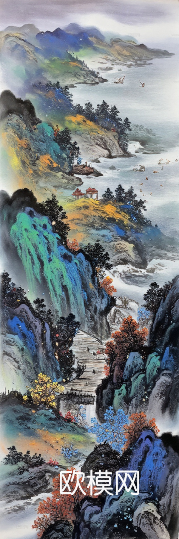 新中式水墨山水画长卷
