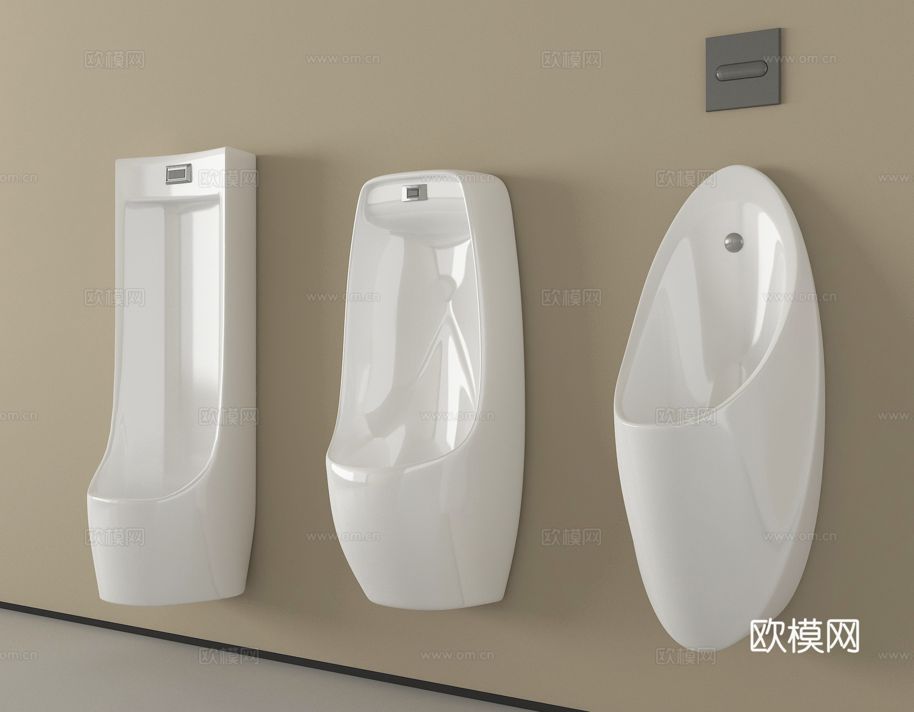 现代小便斗 小便器 小便池su模型