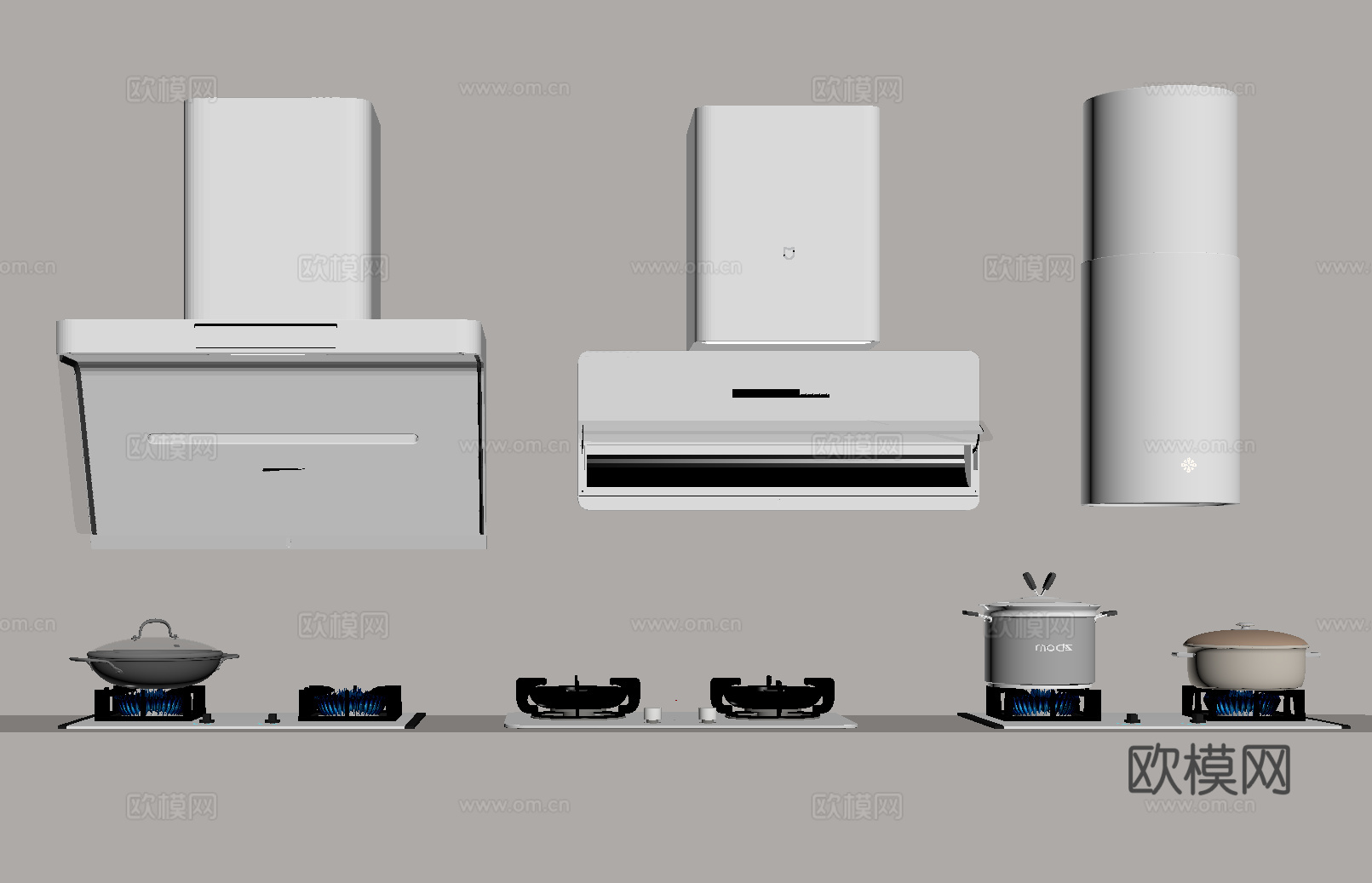 油烟机燃气灶厨具 烟机灶具su模型