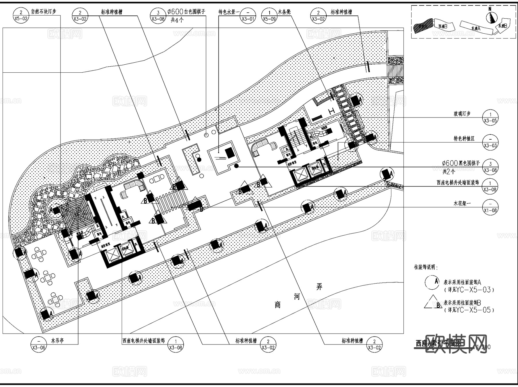 现代屋顶花园景观CAD施工图全套cad施工图