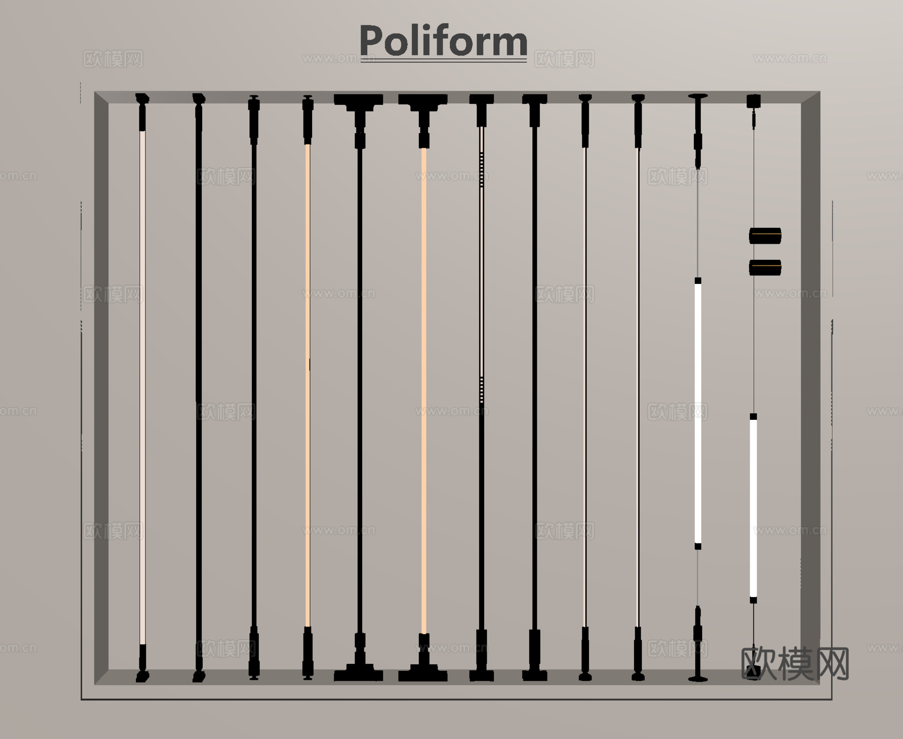 现代天际线灯su模型