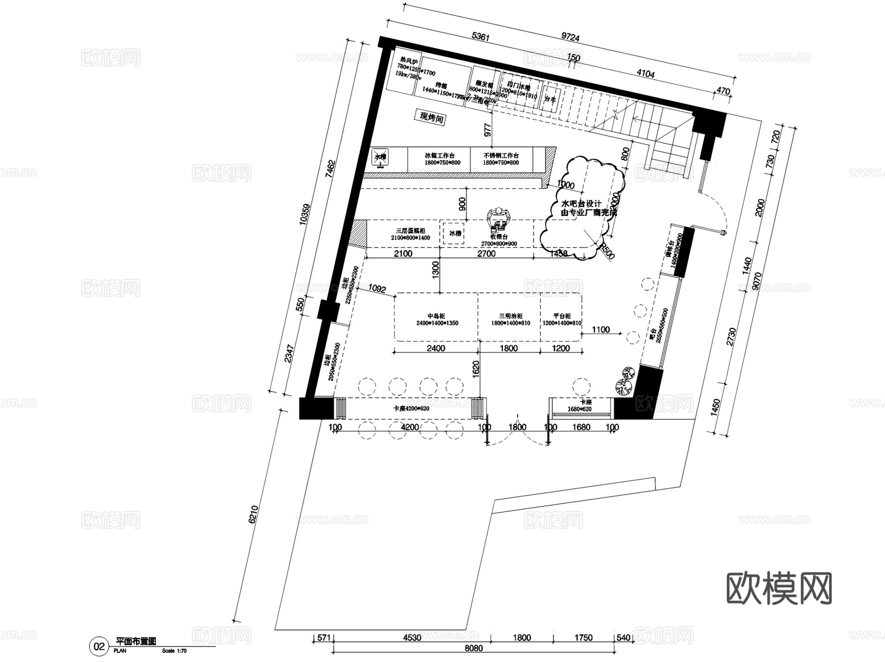 夏芝朵面包甜品店室内装饰CAD施工图整套cad施工图