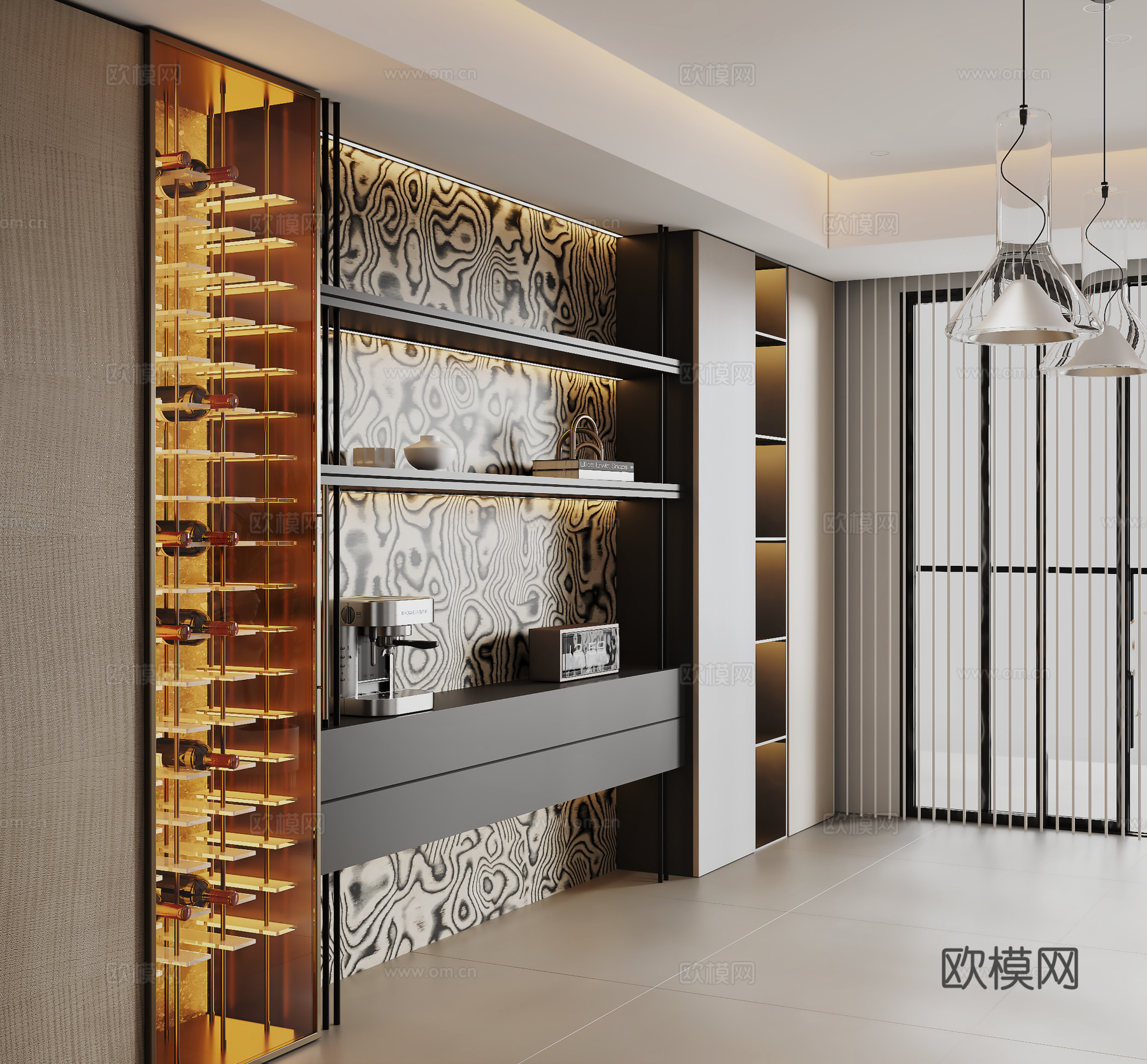 意式现代餐边柜su模型