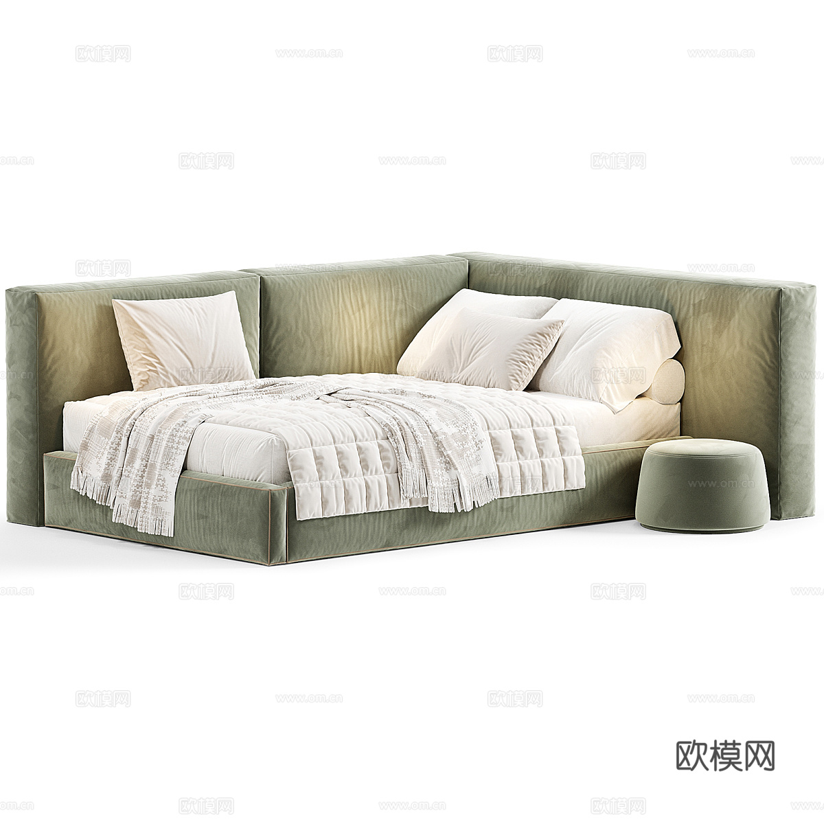 现代 Soxo 儿童布艺沙发床3d模型下载（渲染图2）