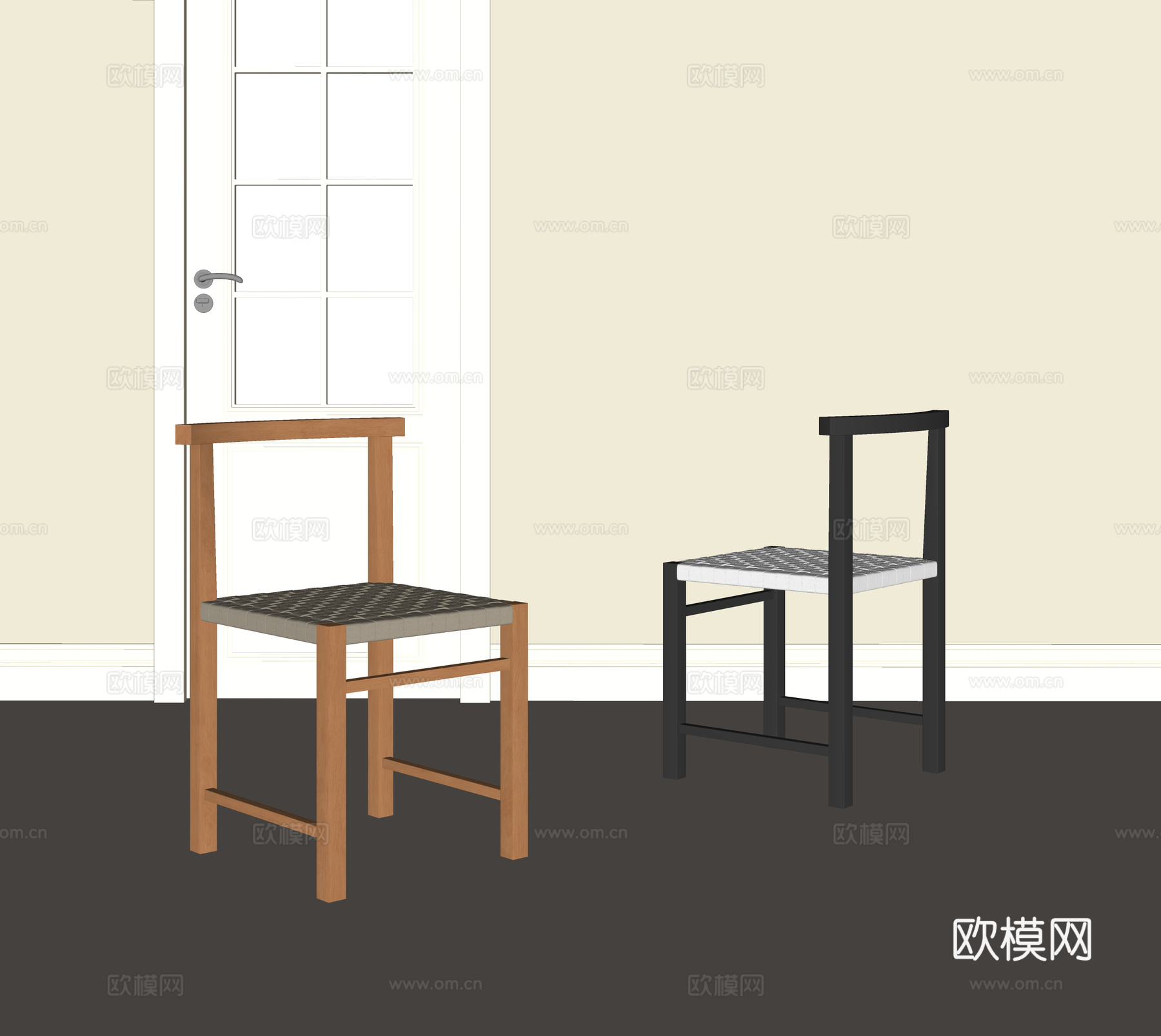 侘寂中古单椅su模型
