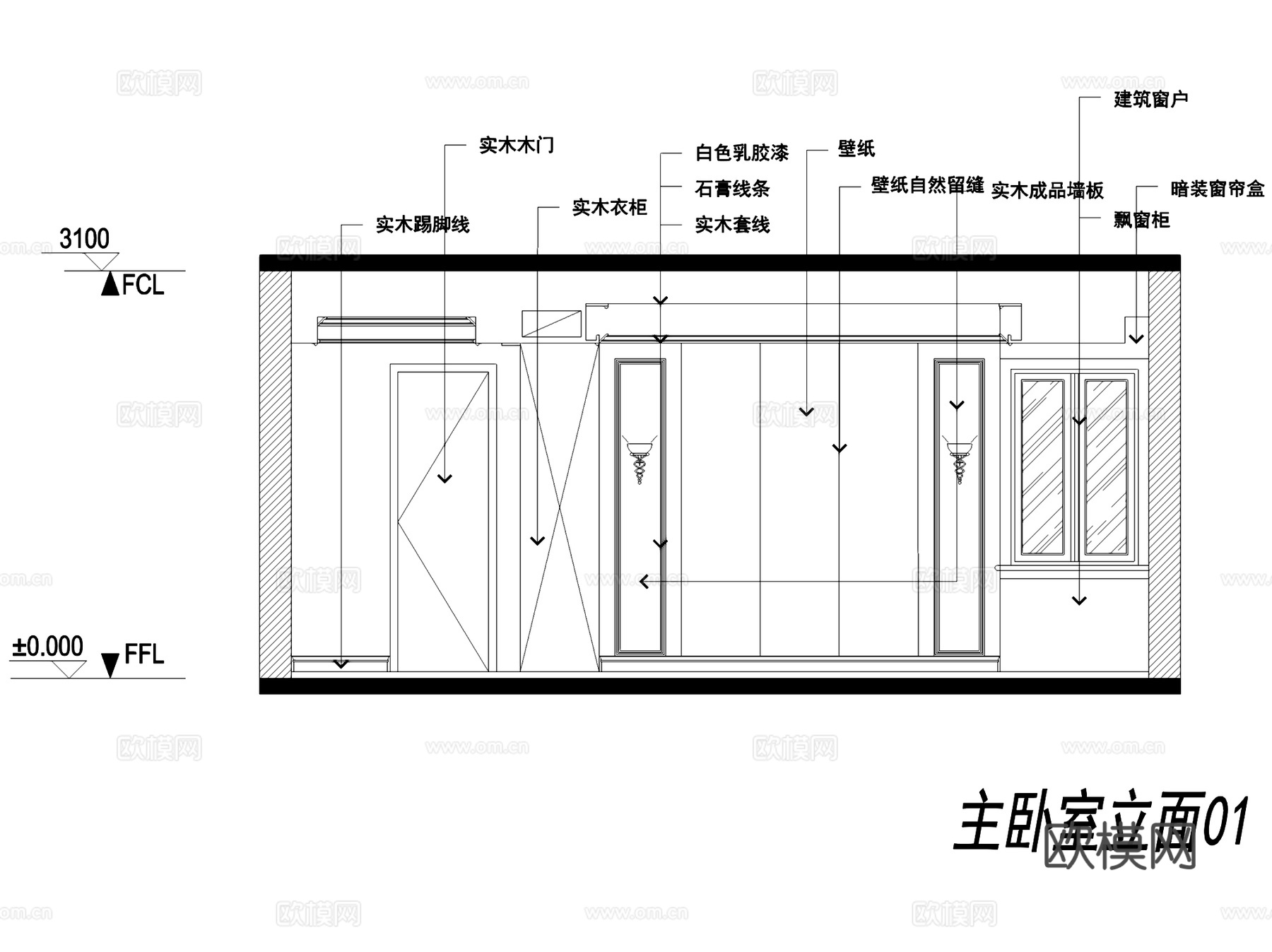 现代平层住宅室内家装CAD施工图全套cad施工图