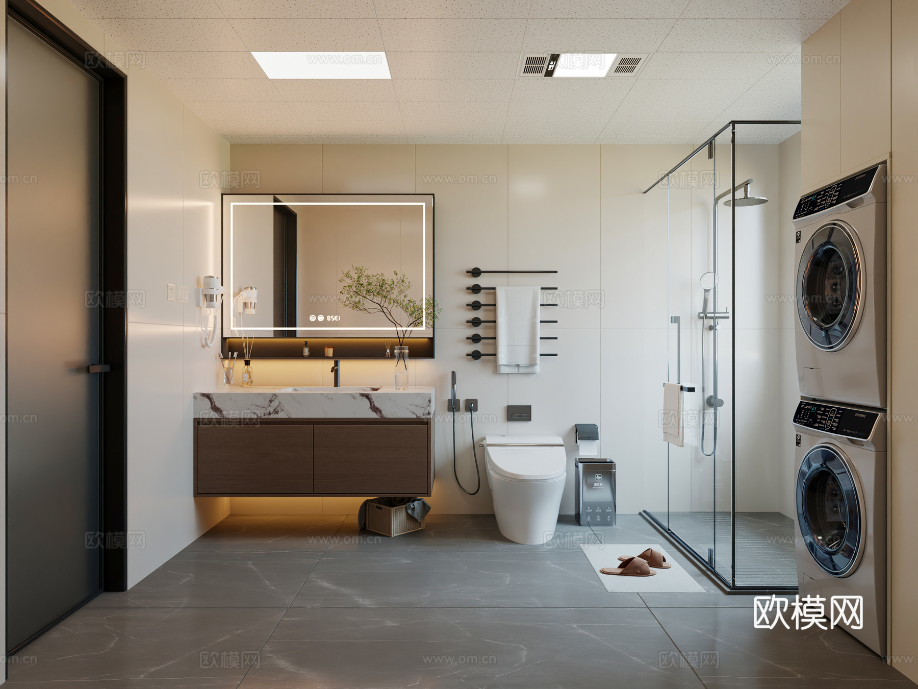 现代卫生间 奶油风卫生间 简约卫生间 卫生间 原木卫生间3d模型下载