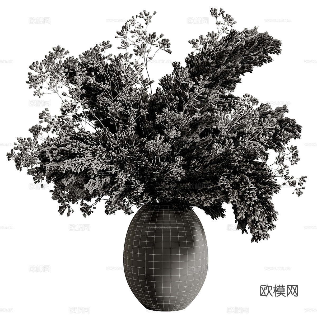 现代浅色花瓶花艺摆件3d模型