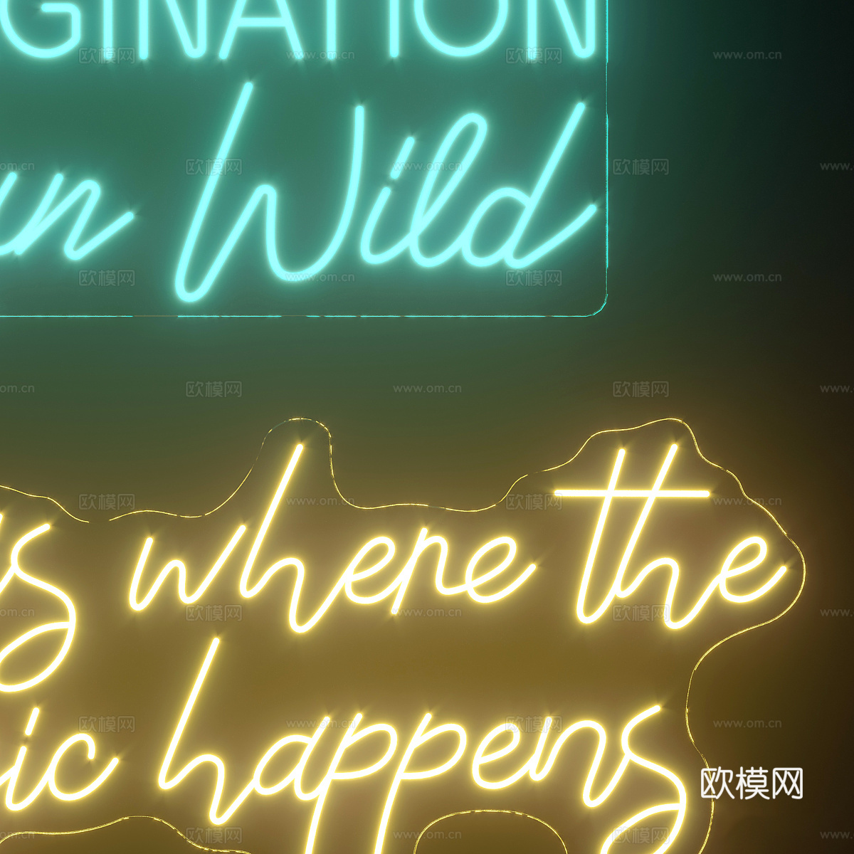 现代霓虹灯 装饰灯3d模型下载（渲染图3）