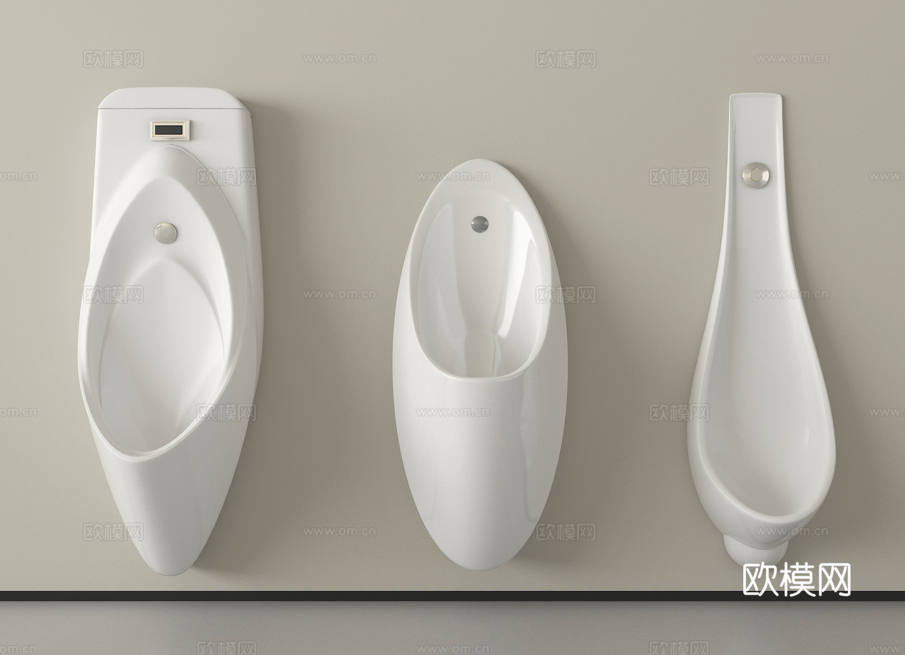 现代小便斗 小便器 小便池su模型
