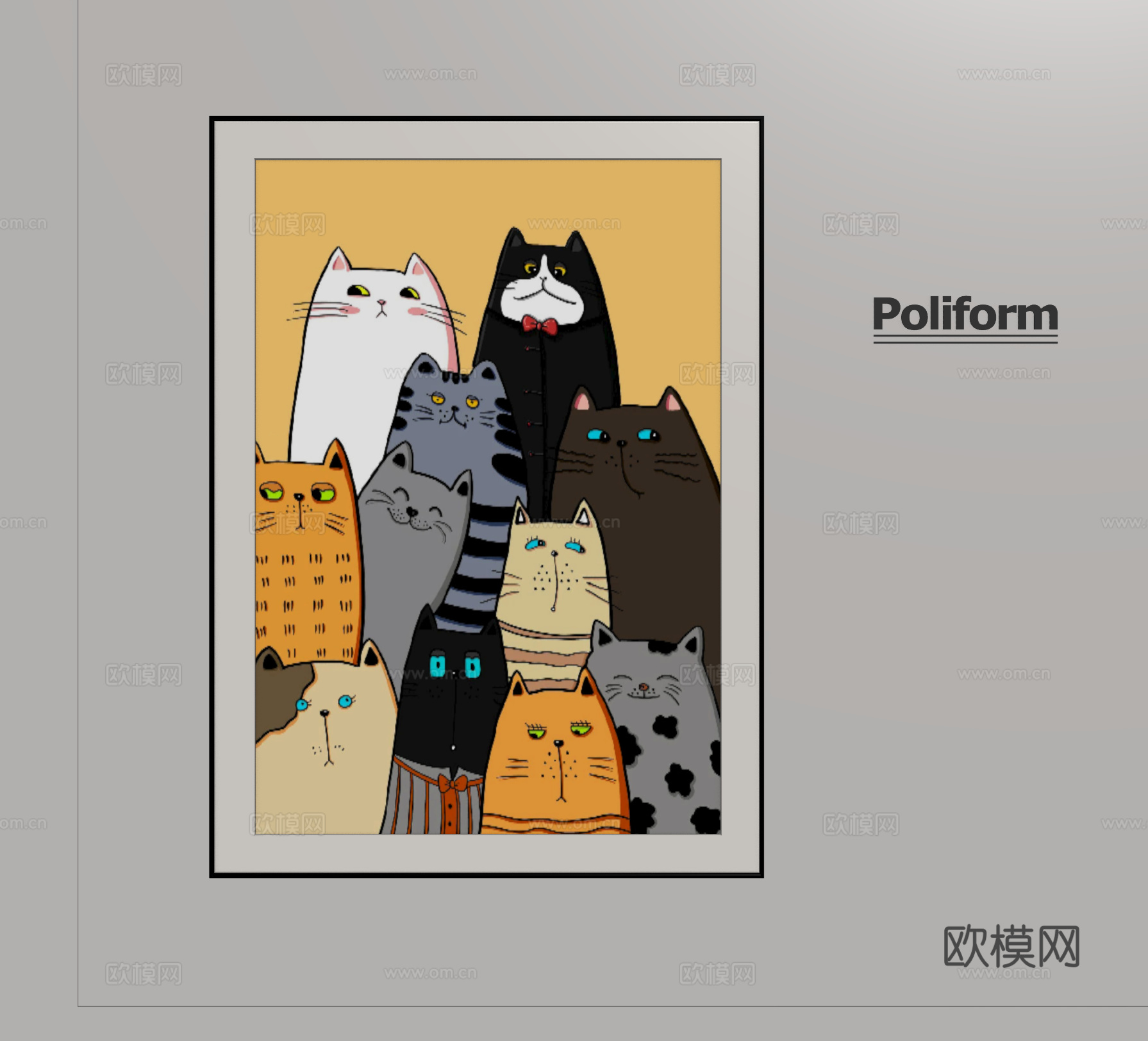 现代儿童挂画 卡通挂画组合 装饰挂画su模型