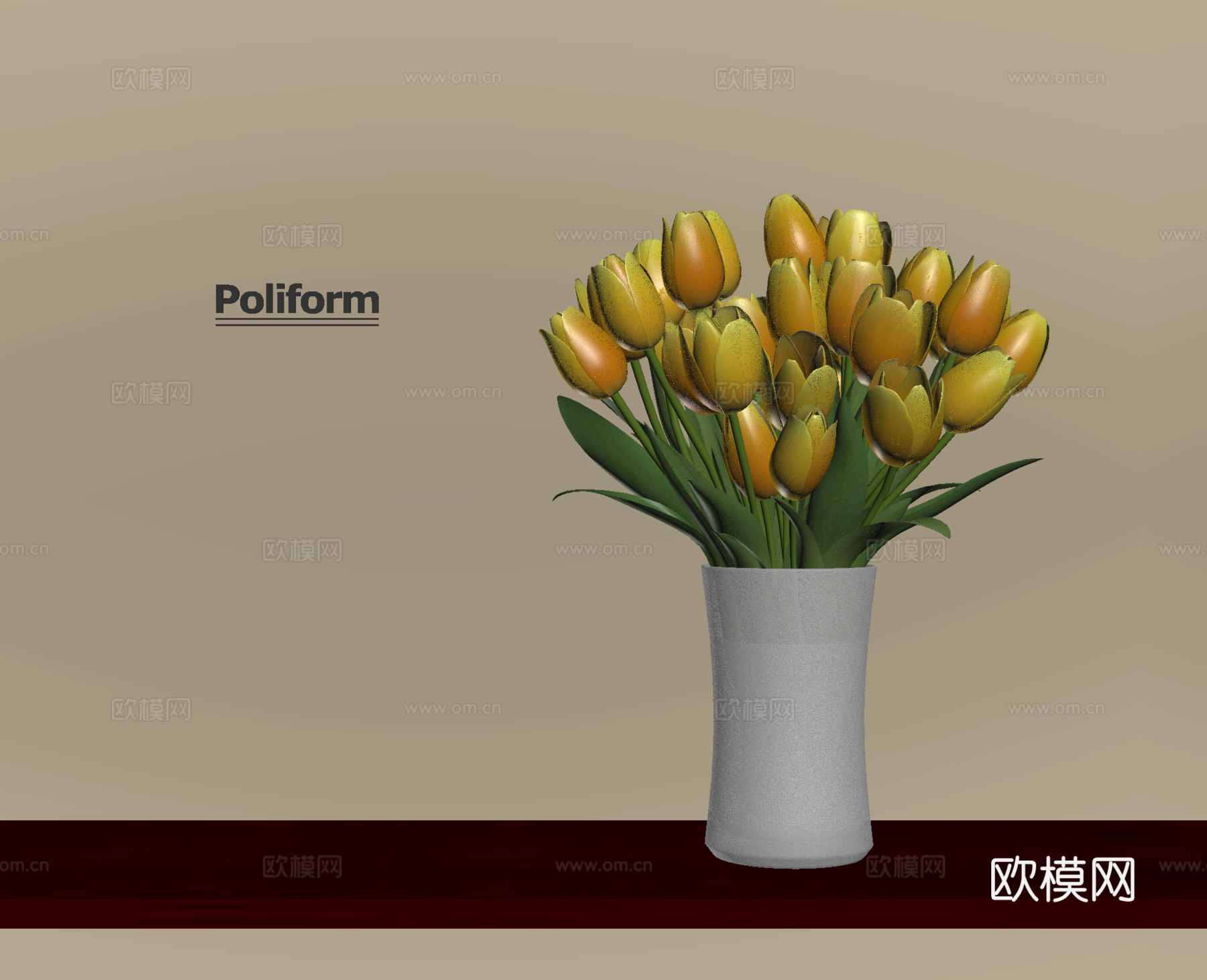 现代花瓶花艺 绿植 鲜花 插花花艺su模型
