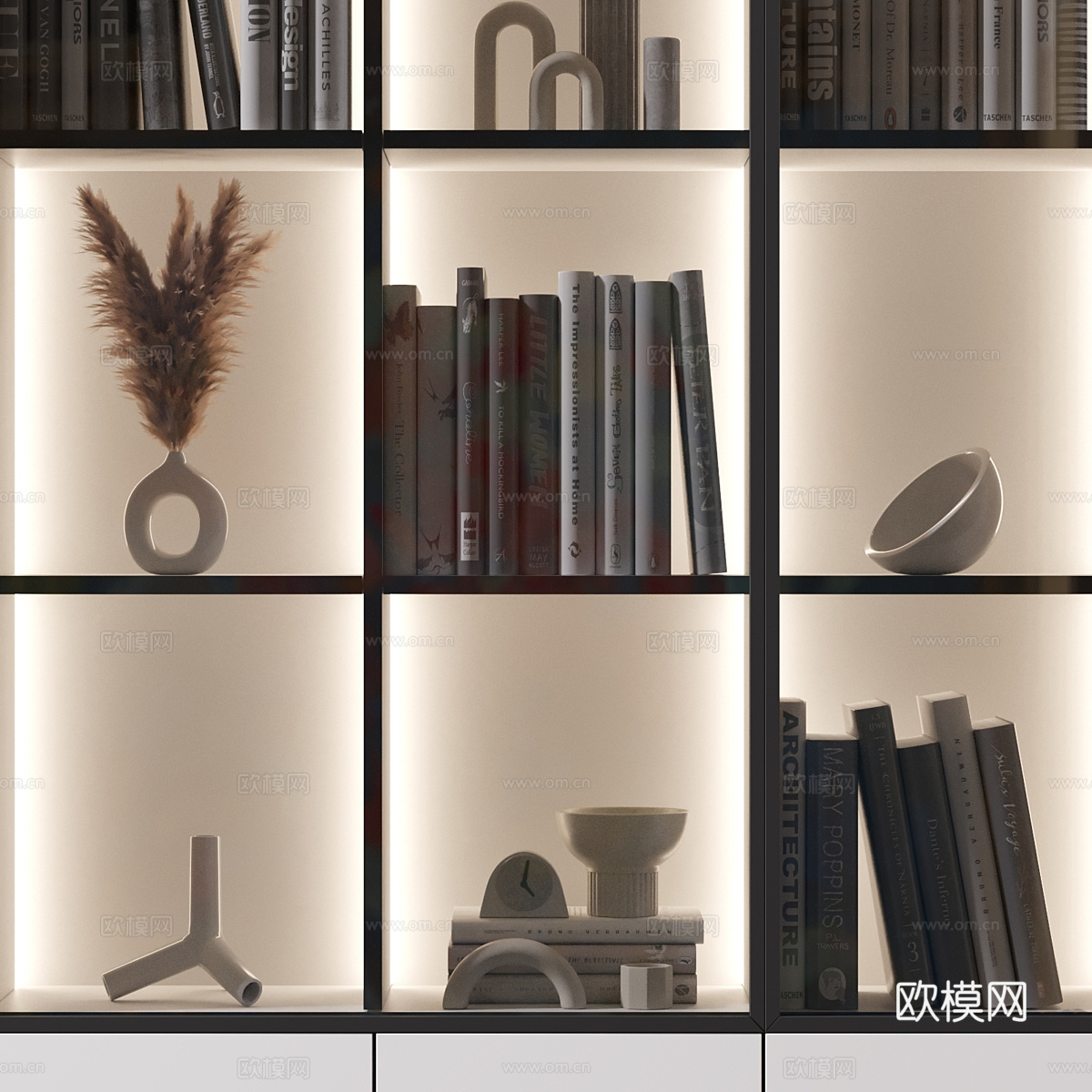 现代极简书柜3d模型