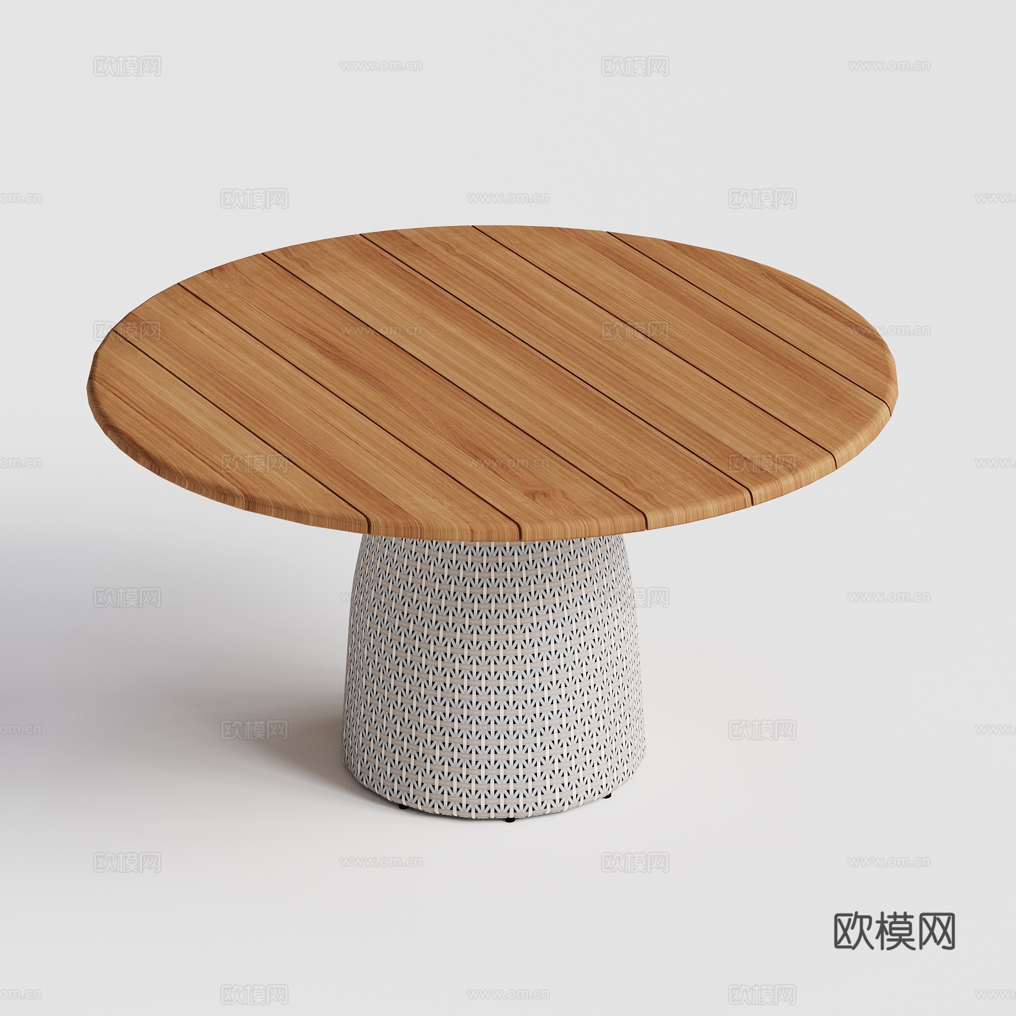 DEDON - 现代户外桌 圆桌 柚木藤编圆桌su模型