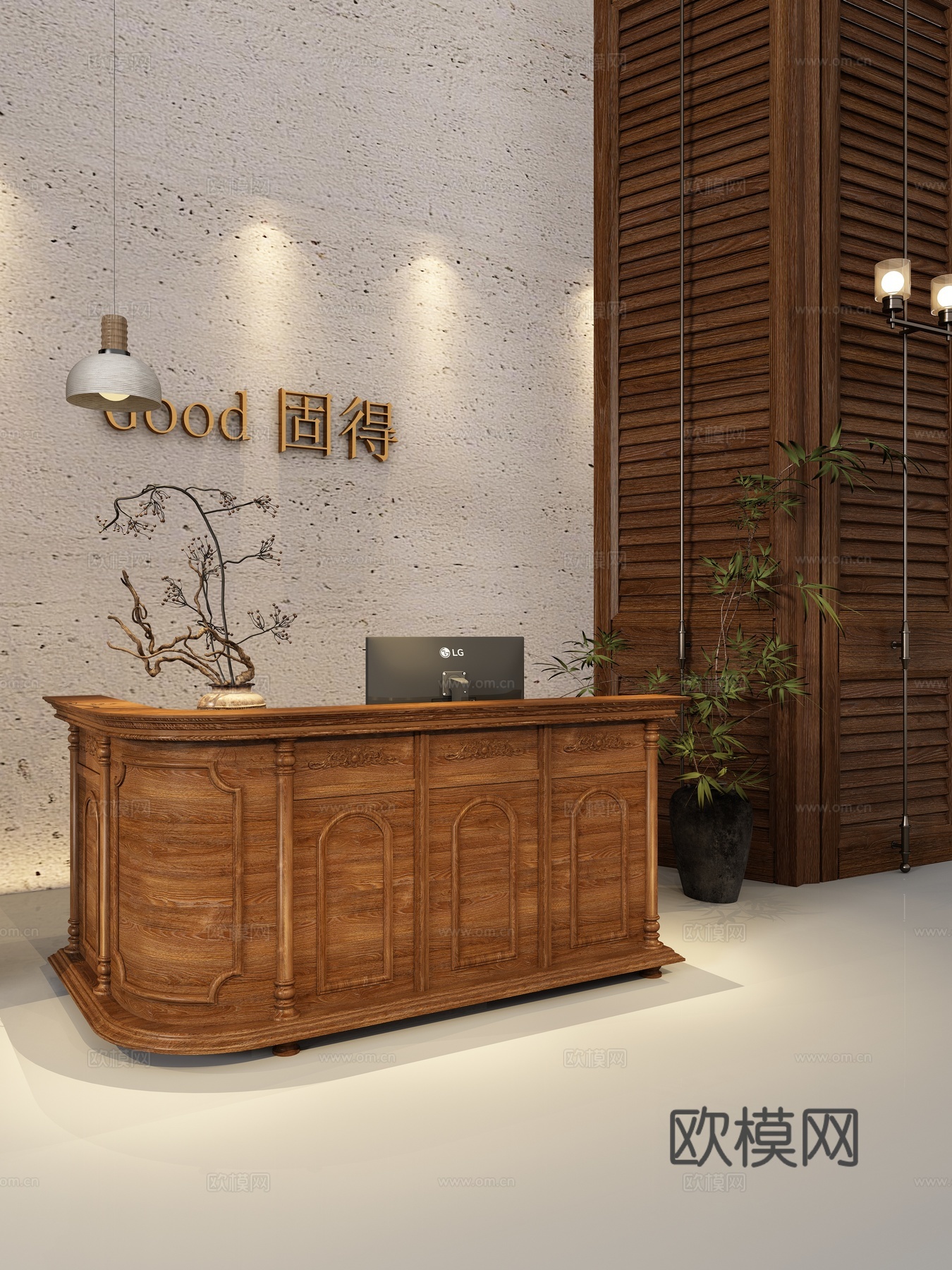 酒店前台接待台吧台服务台岛台3d模型