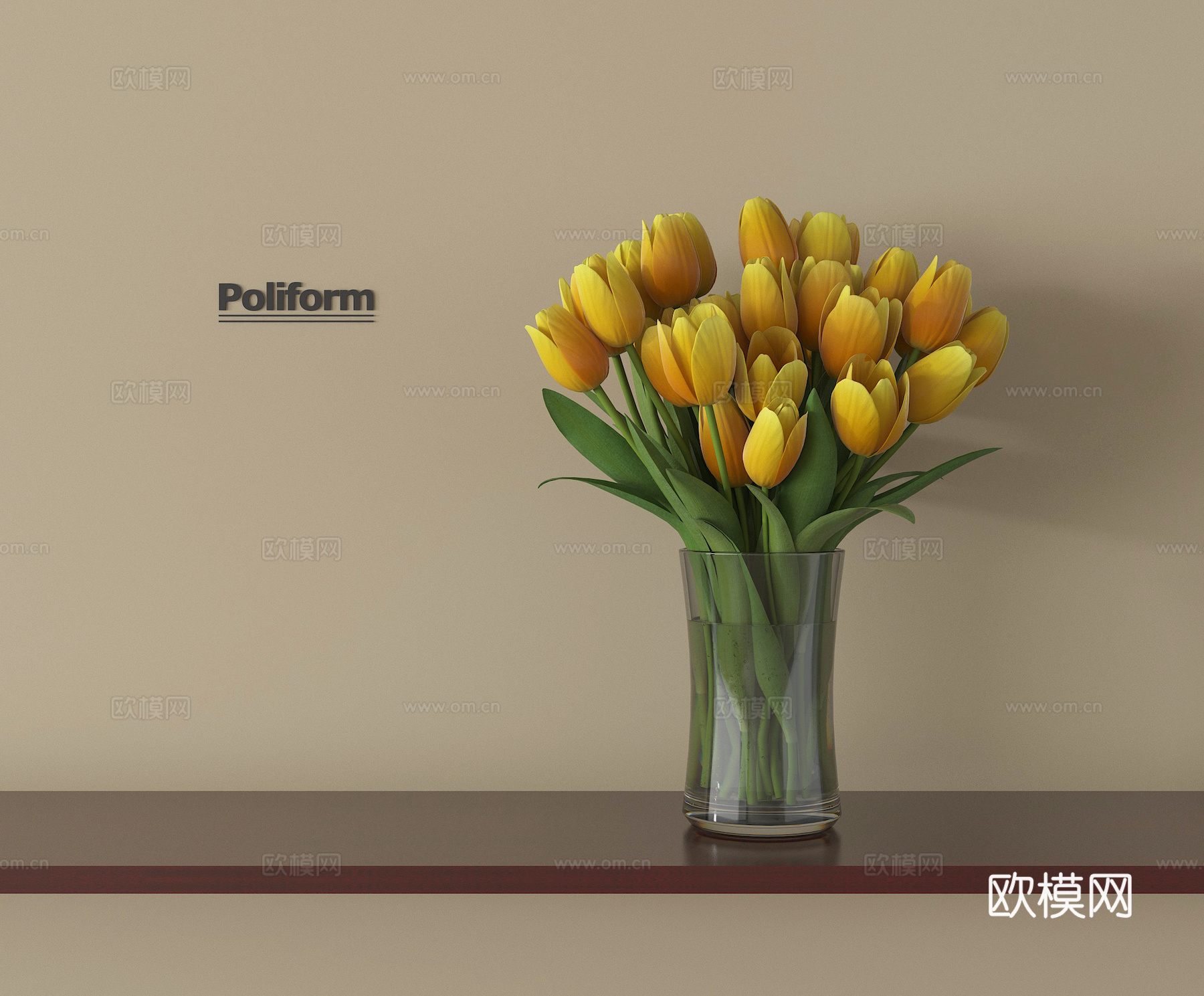 现代花瓶花艺 绿植 鲜花 插花花艺su模型