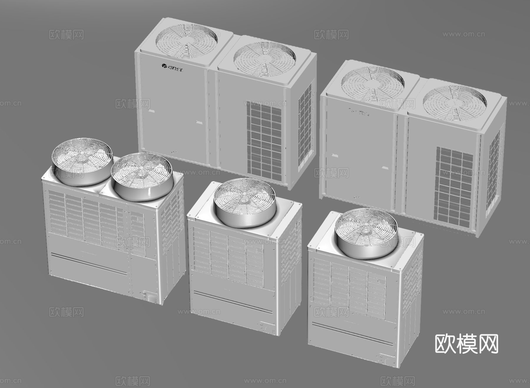 现代空调外机 冷却塔 排气扇 水箱 工业设备su模型