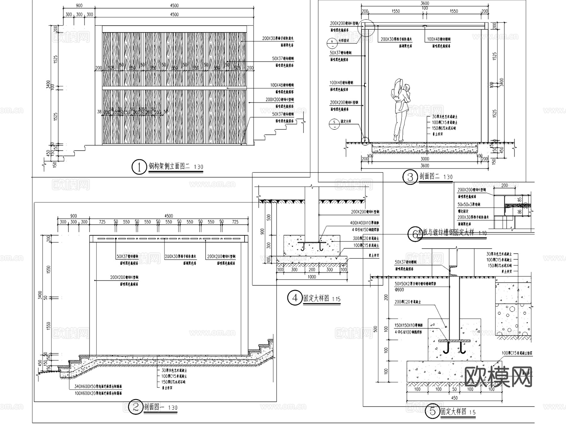 武汉汤逊湖壹号西侧滨湖公园景观CAD施工图全套cad施工图
